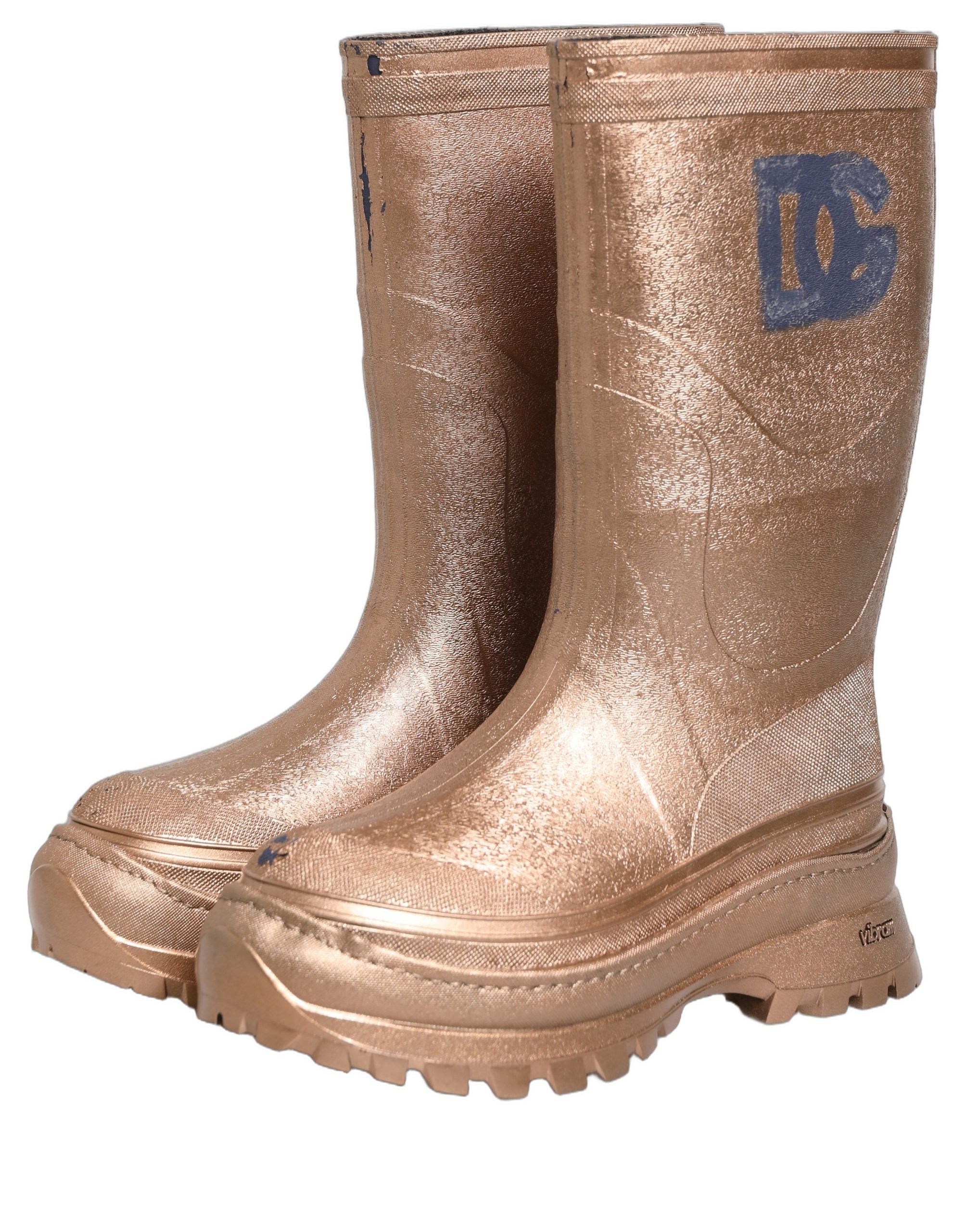 Dolce & Gabbana Rose Gold PVC Pull On Rain Boots Men Men's Shoes (Pre-Owned)