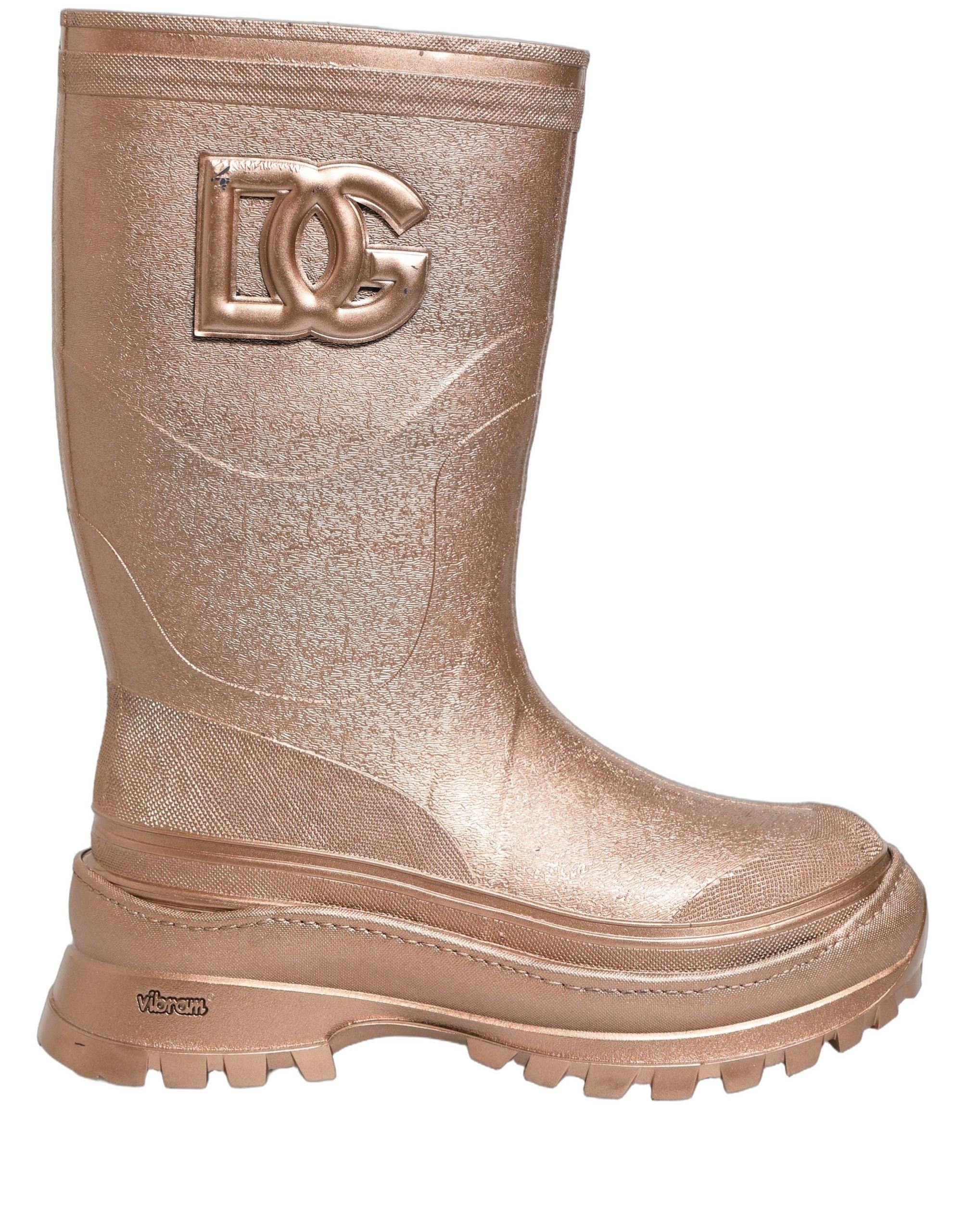 Dolce & Gabbana Rose Gold PVC Pull On Rain Boots Men Men's Shoes (Pre-Owned)
