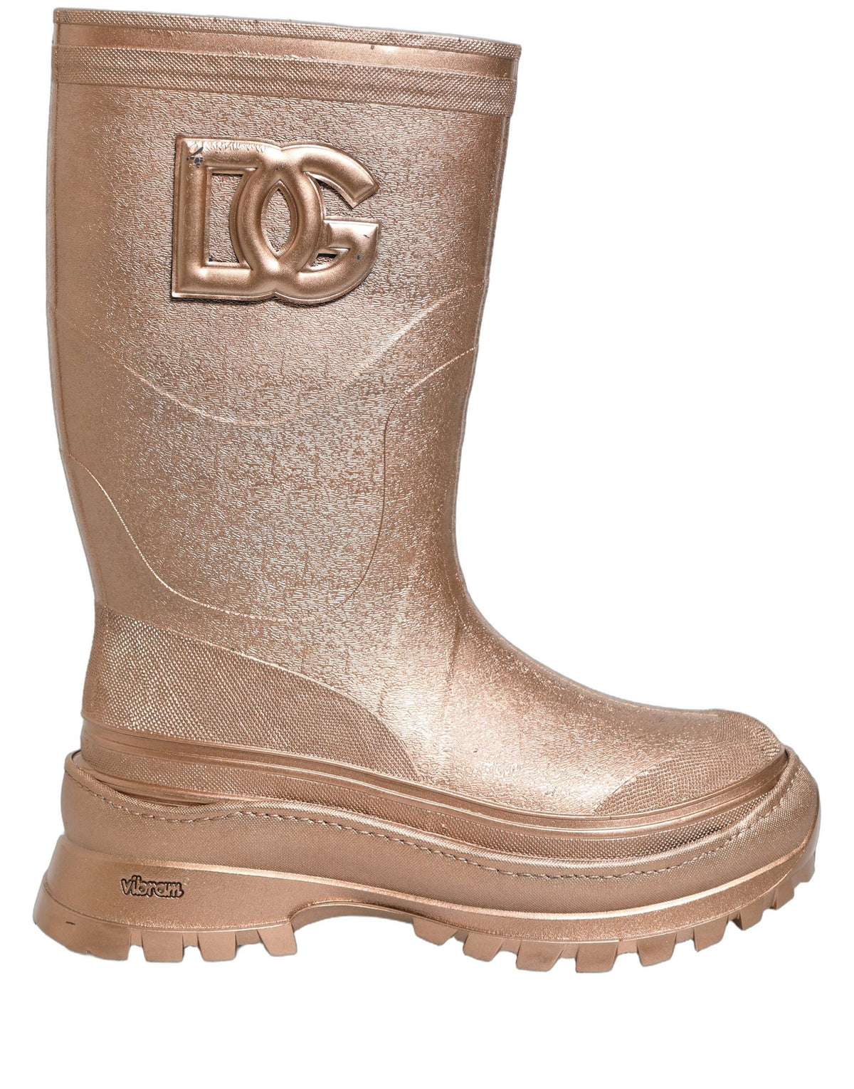 Dolce & Gabbana Rose Gold PVC Pull On Rain Boots Men Men's Shoes (Pre-Owned)