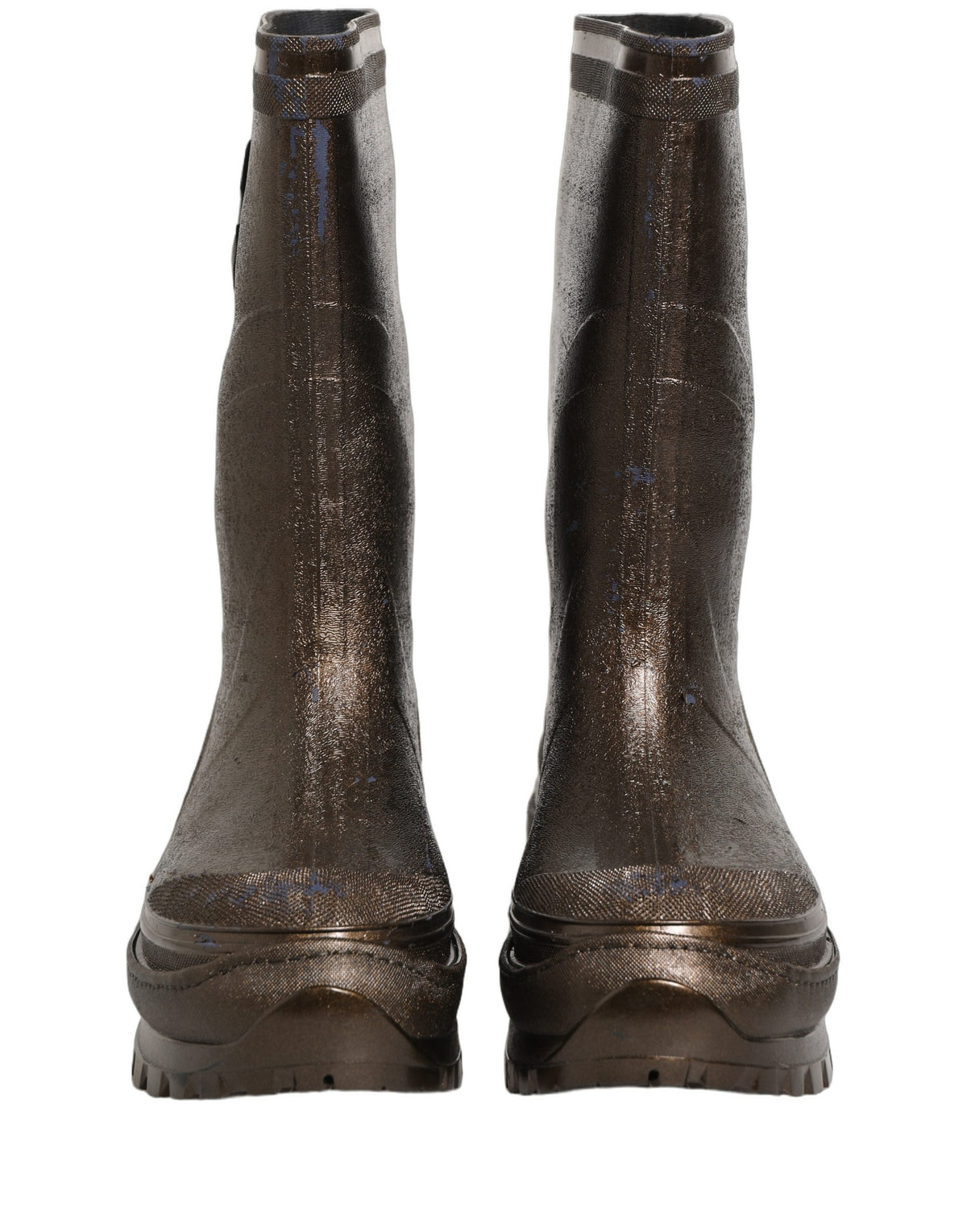 Dolce & Gabbana Bronze PVC Pull On Rain Boots Men Men's Shoes (Pre-Owned)