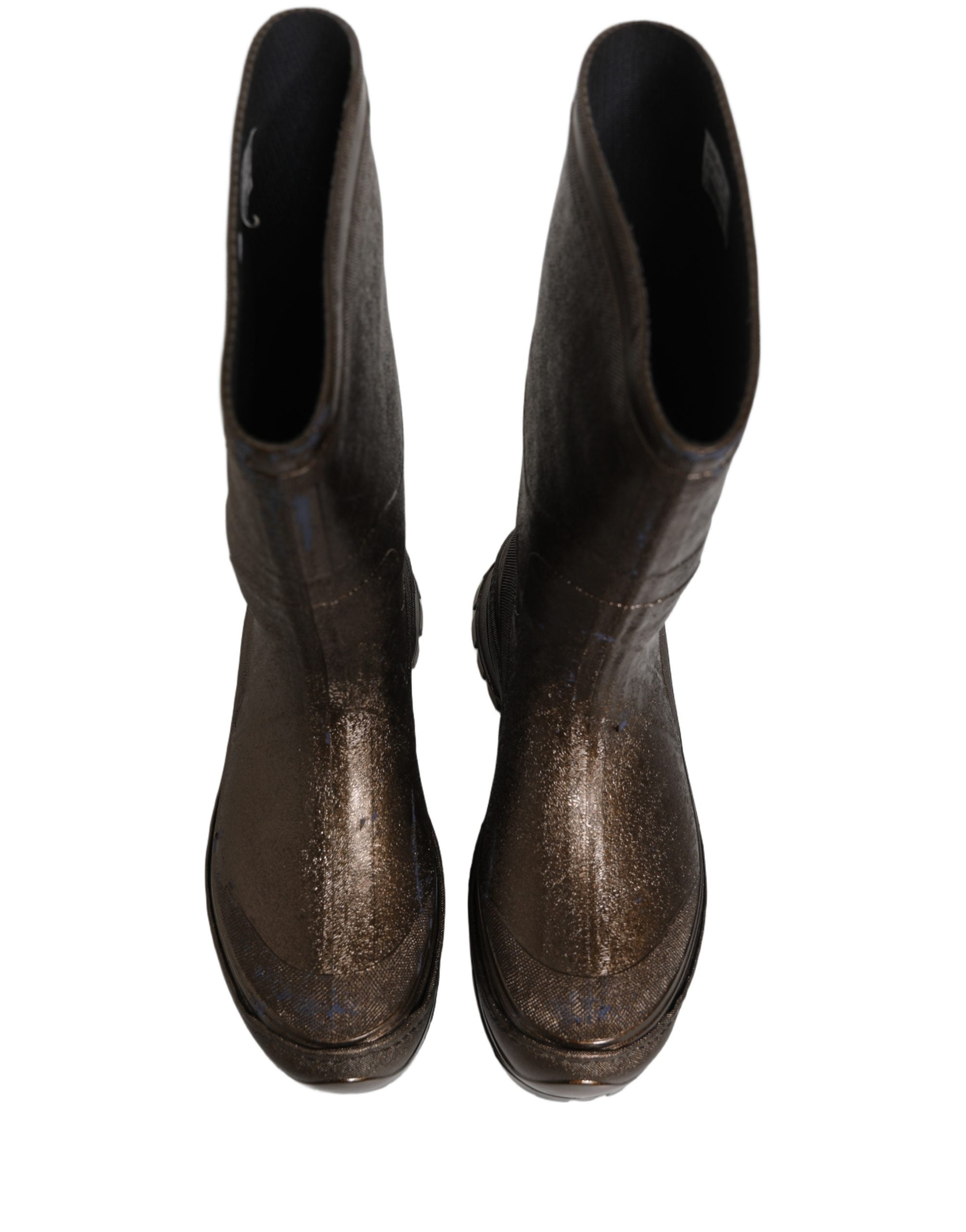 Dolce & Gabbana Bronze PVC Pull On Rain Boots Men Men's Shoes (Pre-Owned)
