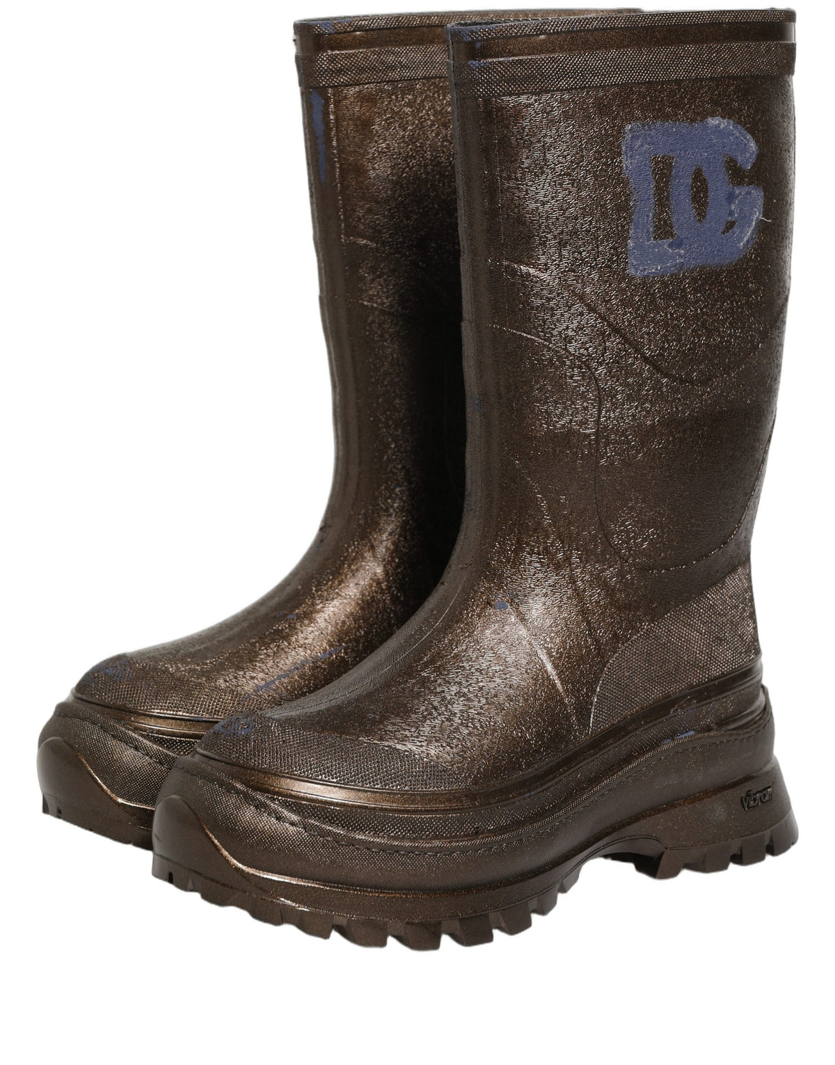 Dolce & Gabbana Bronze PVC Pull On Rain Boots Men Men's Shoes (Pre-Owned)
