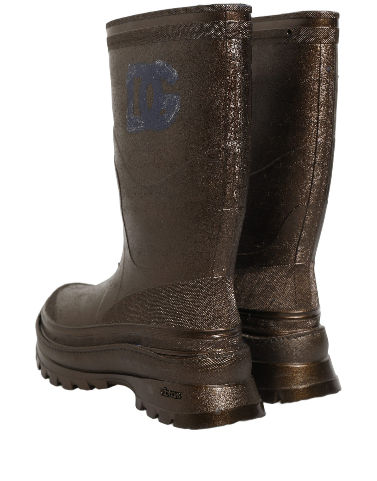 Dolce & Gabbana Bronze PVC Pull On Rain Boots Men Men's Shoes (Pre-Owned)