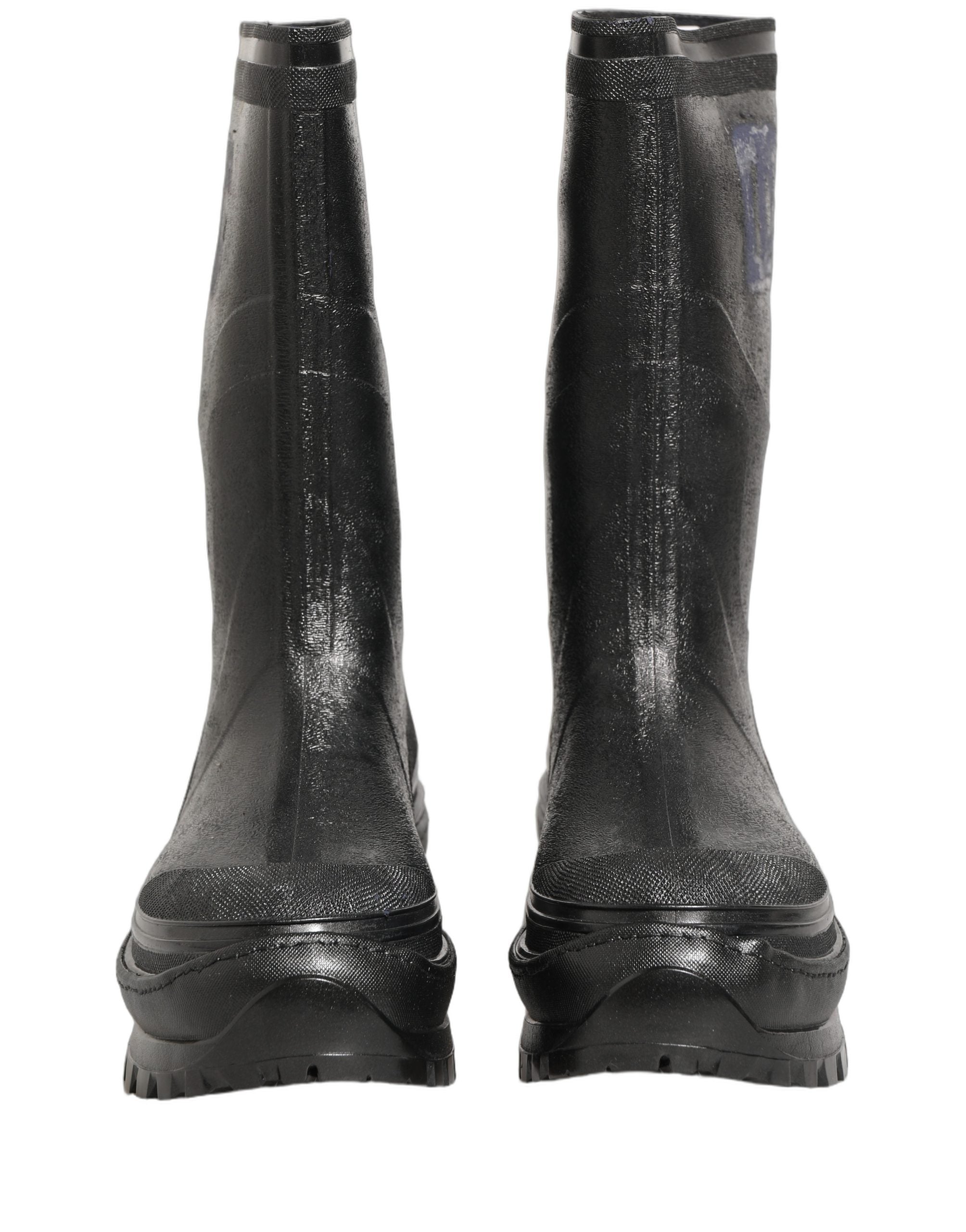 Dolce & Gabbana Black PVC Pull On Rain Boots Men Men's Shoes (Pre-Owned)