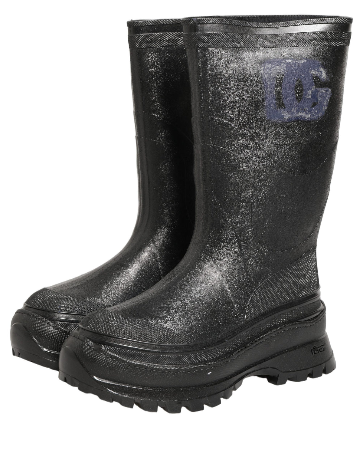 Dolce & Gabbana Black PVC Pull On Rain Boots Men Men's Shoes (Pre-Owned)