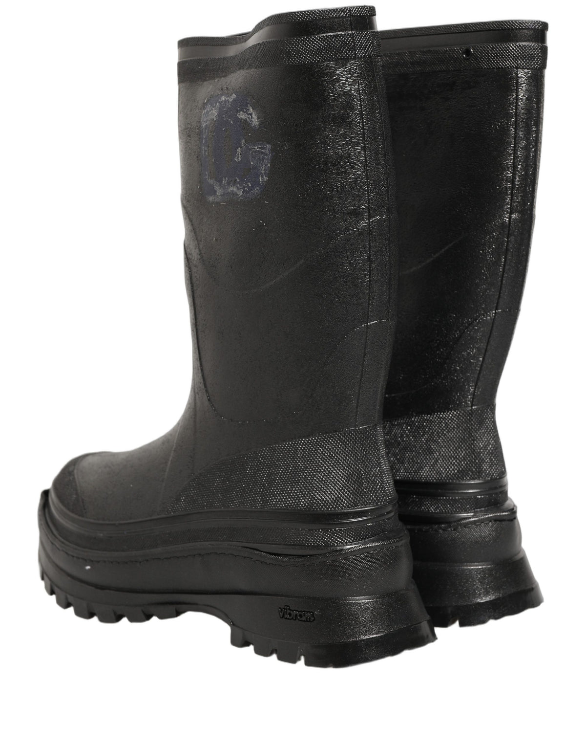 Dolce & Gabbana Black PVC Pull On Rain Boots Men Men's Shoes (Pre-Owned)