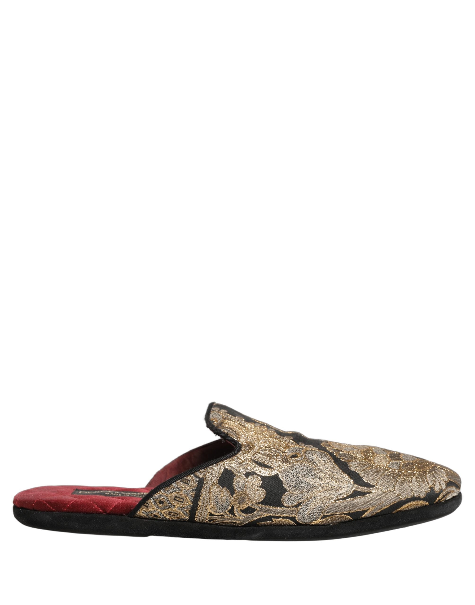 Dolce & Gabbana Black Floral Jacquard Flats Sandals Men Men's Shoes