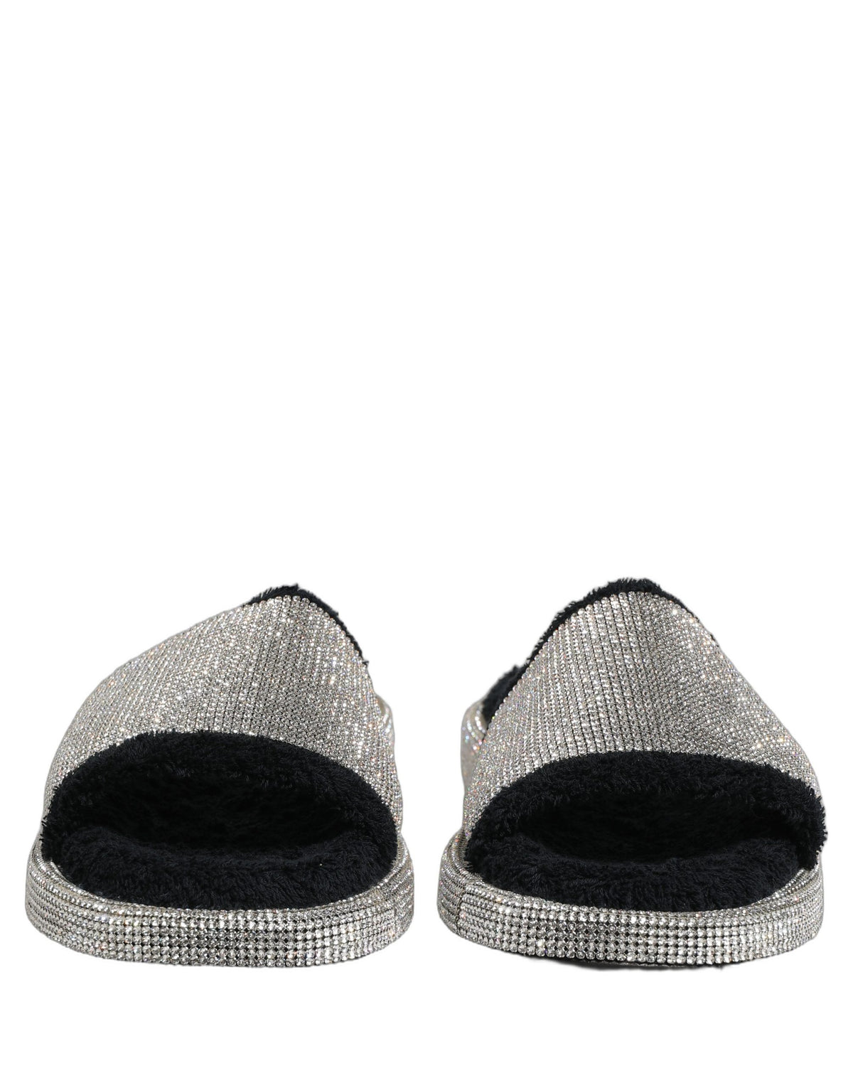 Dolce & Gabbana Black Crystal Embellished Platform Men Slides Men's Shoes