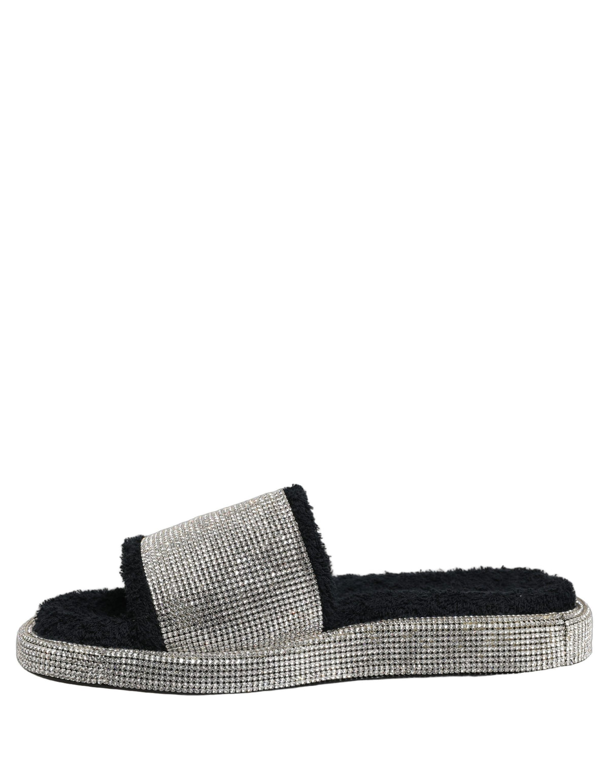 Dolce & Gabbana Black Crystal Embellished Platform Men Slides Men's Shoes