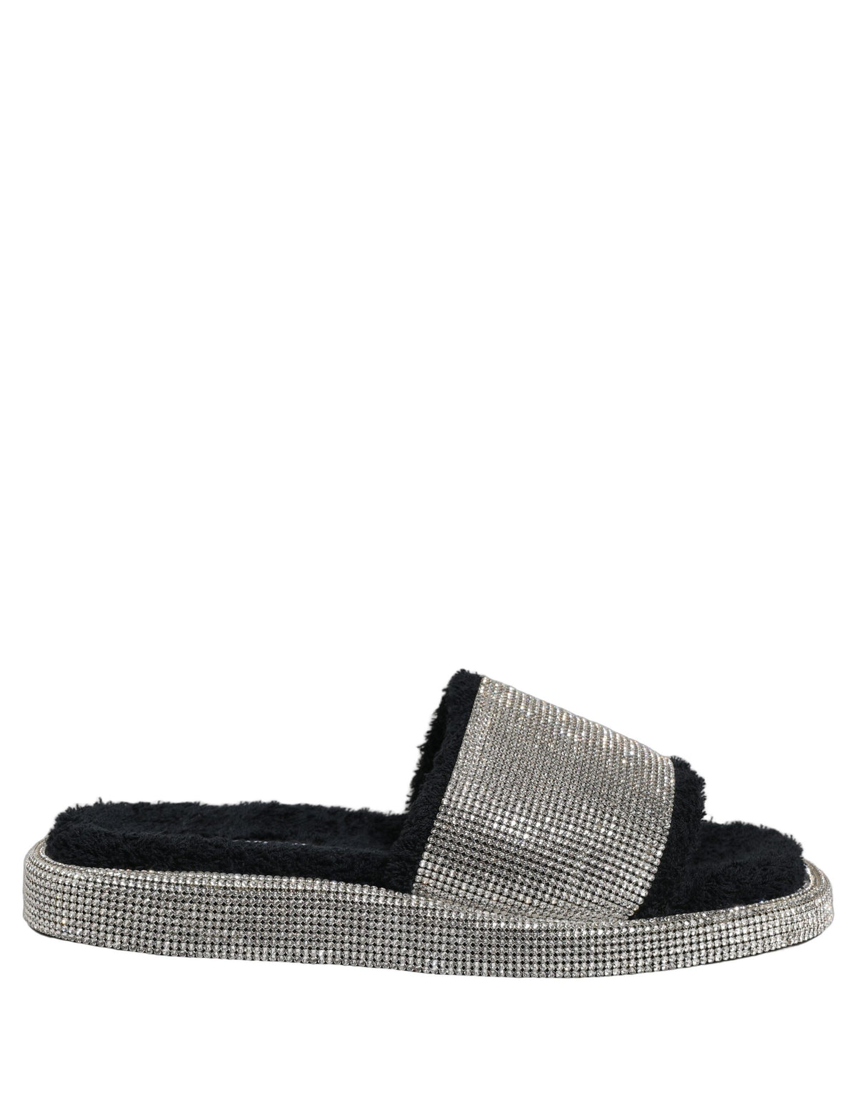 Dolce & Gabbana Black Crystal Embellished Platform Men Slides Men's Shoes