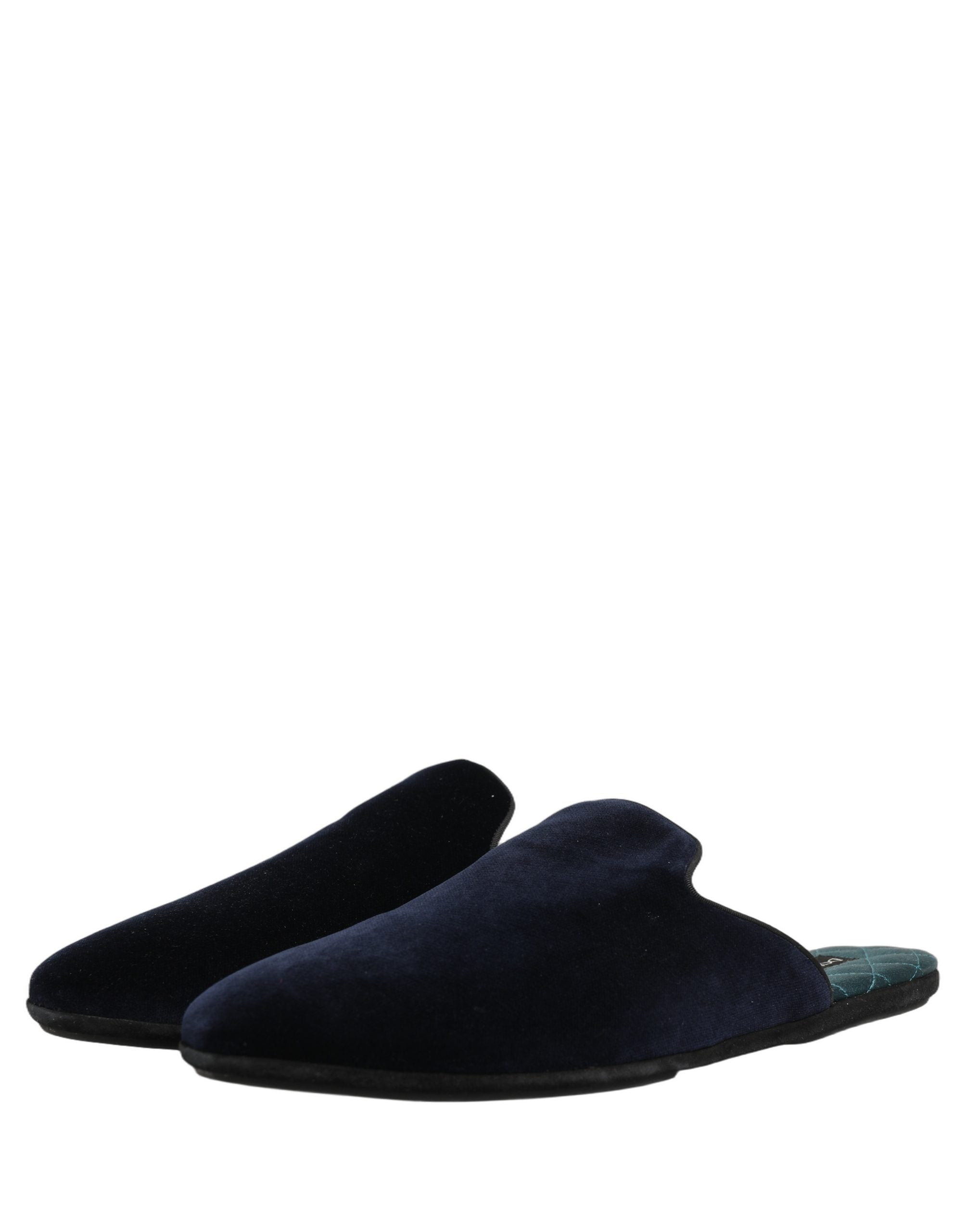 Dolce & Gabbana Dark Blue Suede Slides Flat Slipper Men Men's Shoes