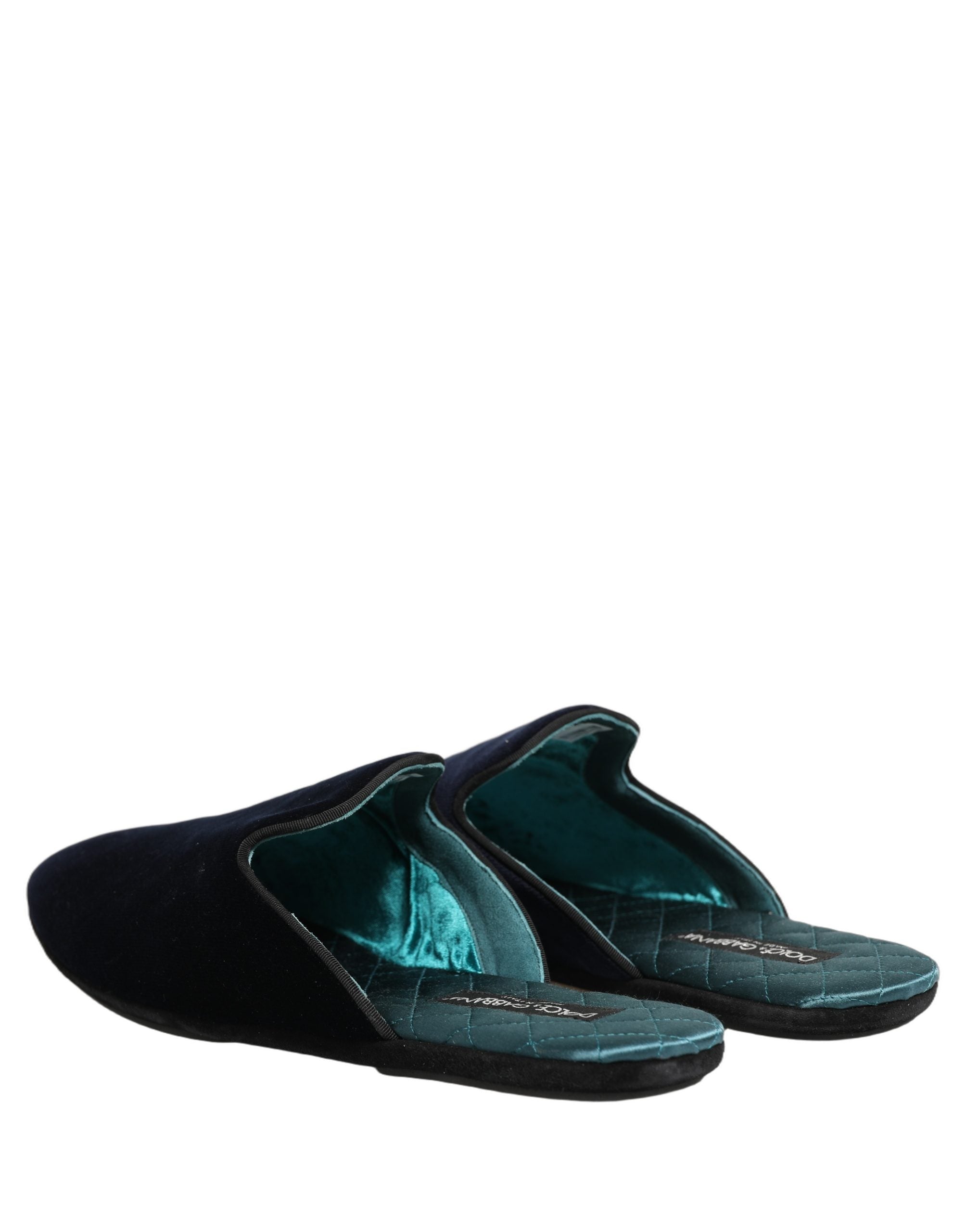 Dolce & Gabbana Dark Blue Suede Slides Flat Slipper Men Men's Shoes