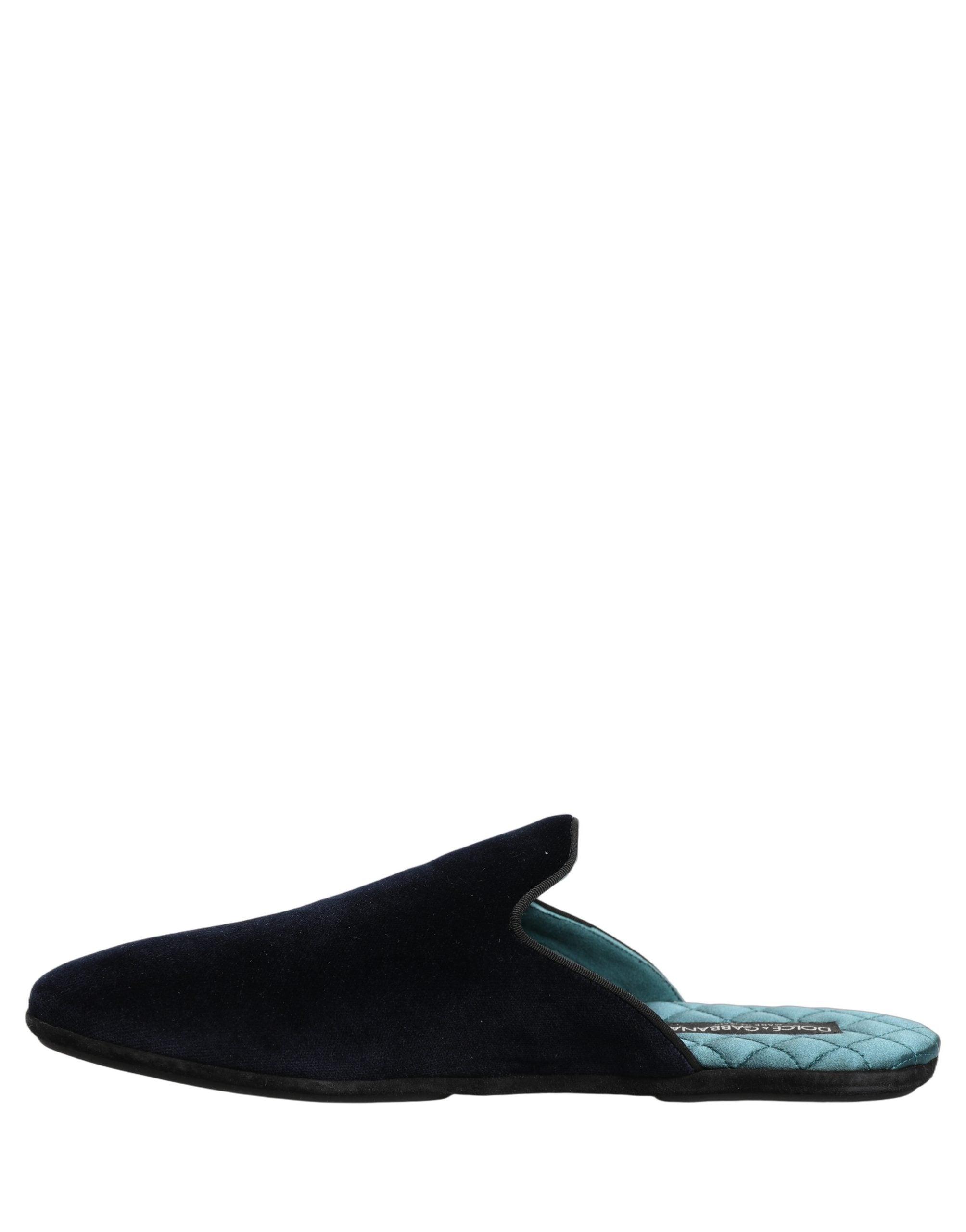 Dolce & Gabbana Dark Blue Suede Slides Flat Slipper Men Men's Shoes