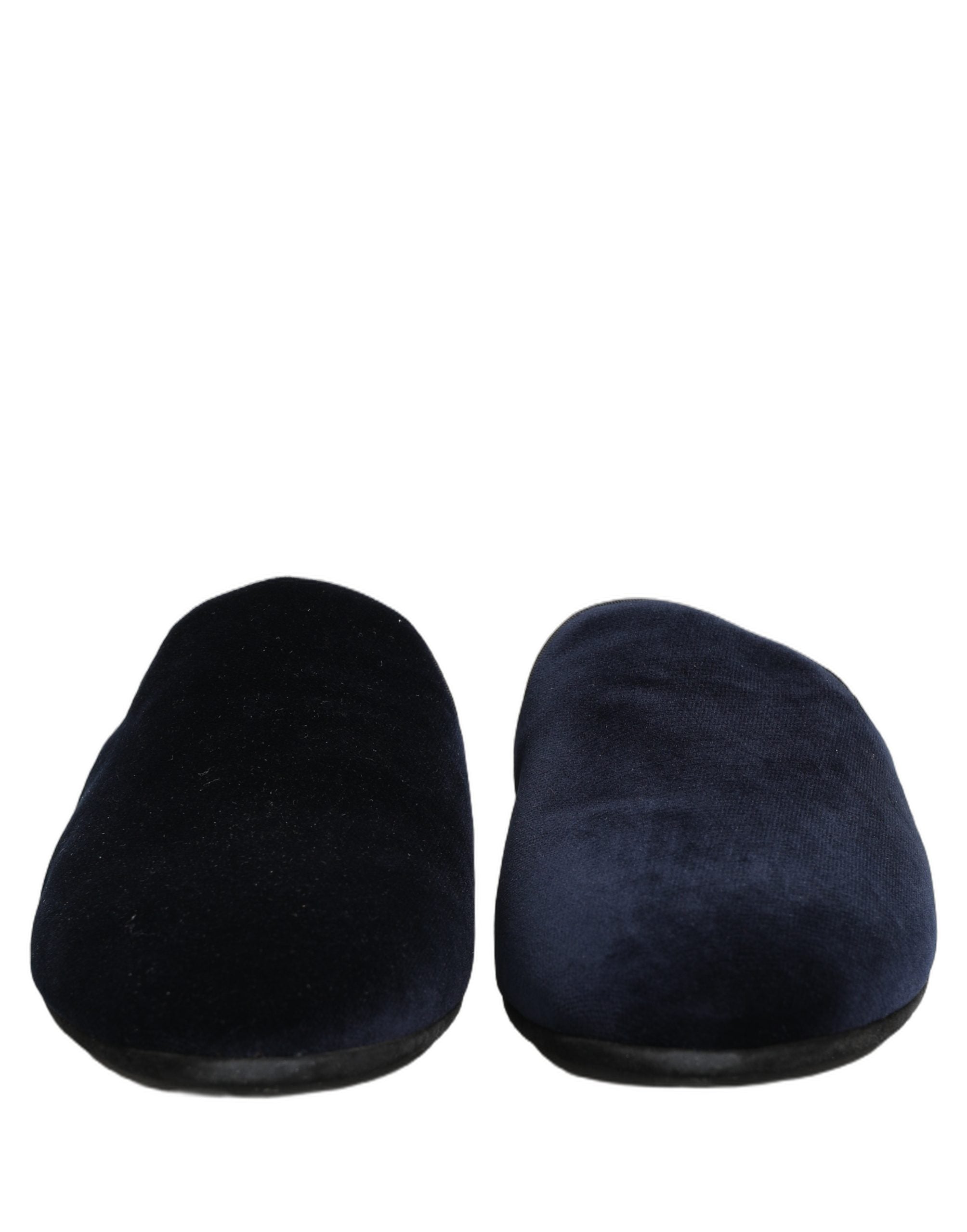 Dolce & Gabbana Dark Blue Suede Slides Flat Slipper Men Men's Shoes