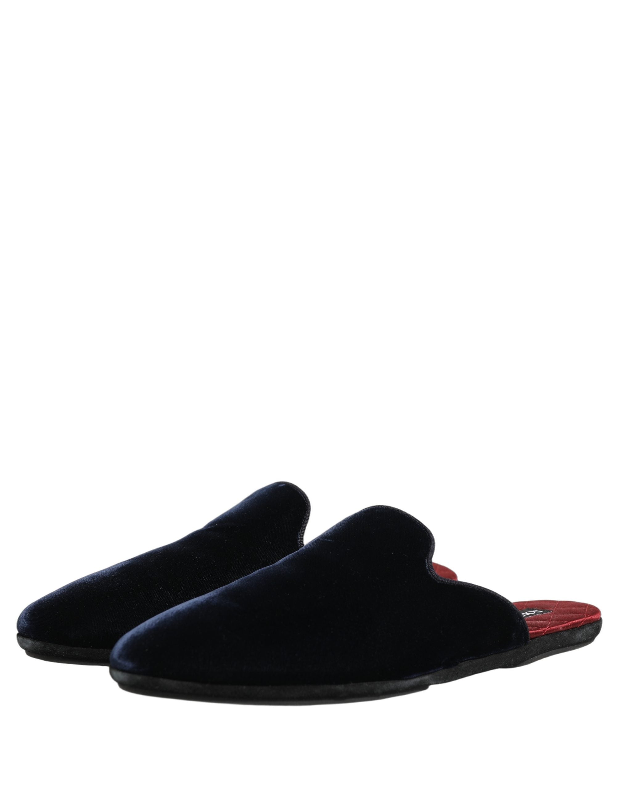Dolce & Gabbana Dark Blue Suede Slides Flat Slipper Men Men's Shoes