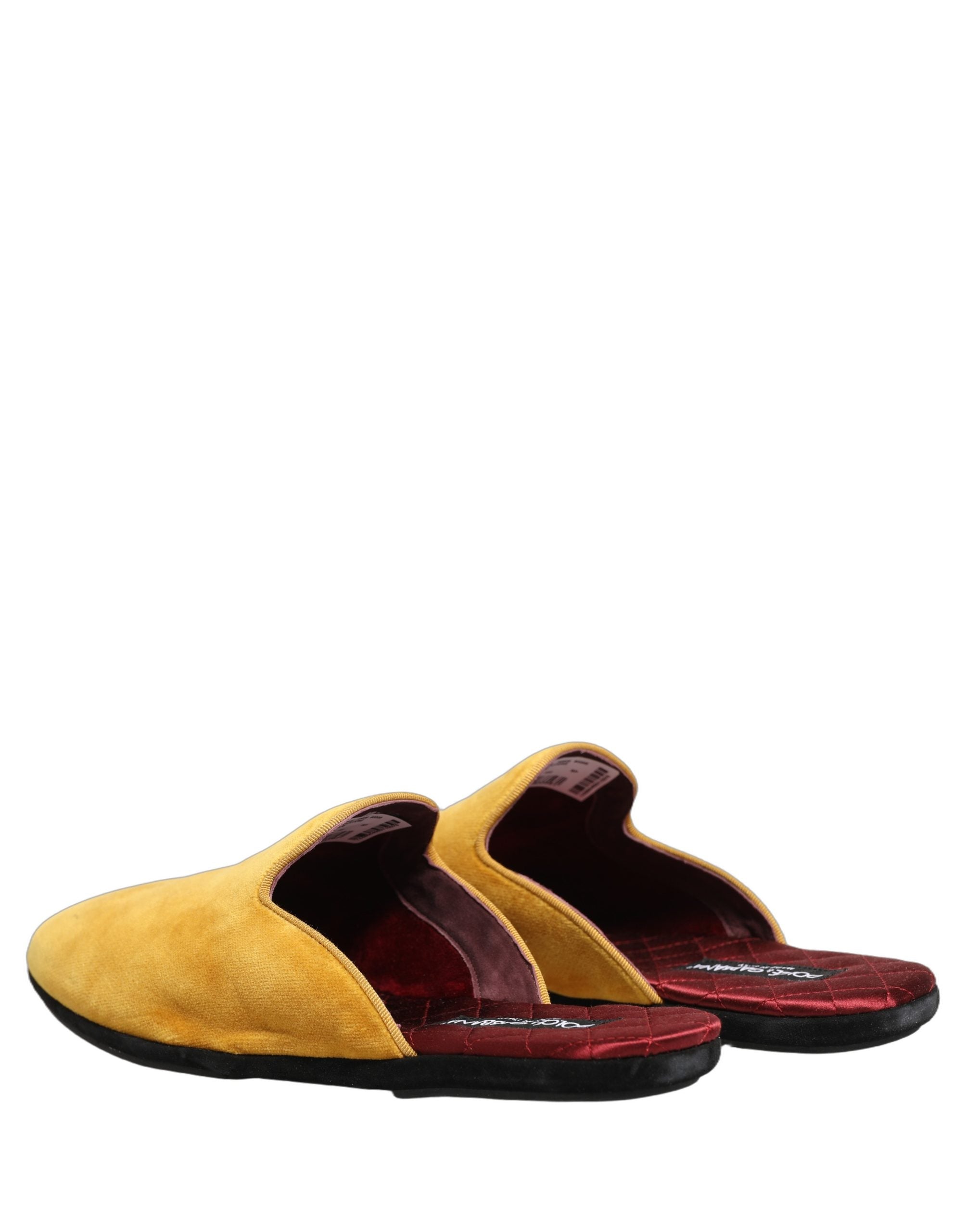 Dolce & Gabbana Yellow Suede Slides Flat Slipper Men Men's Shoes