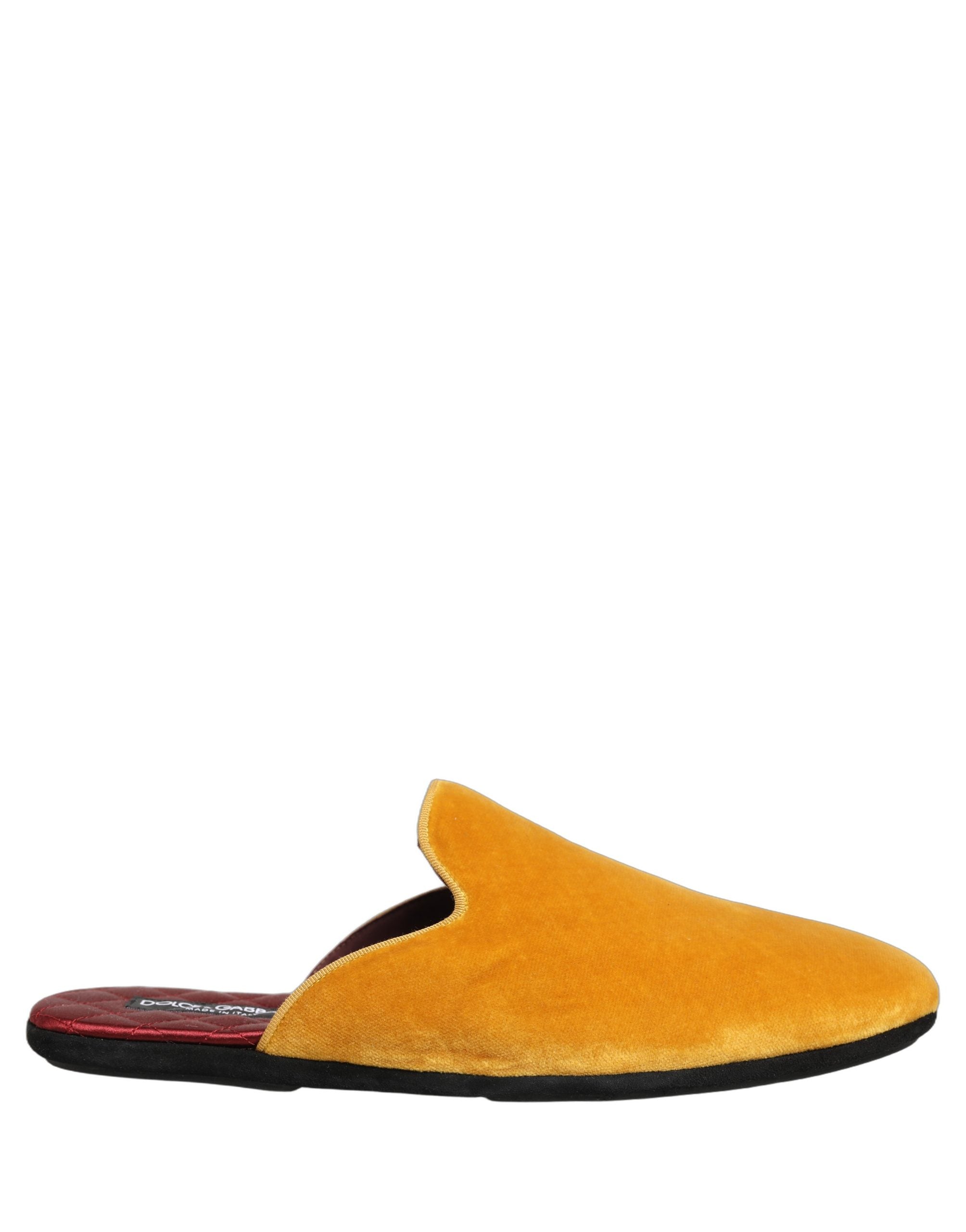 Dolce & Gabbana Yellow Suede Slides Flat Slipper Men Men's Shoes