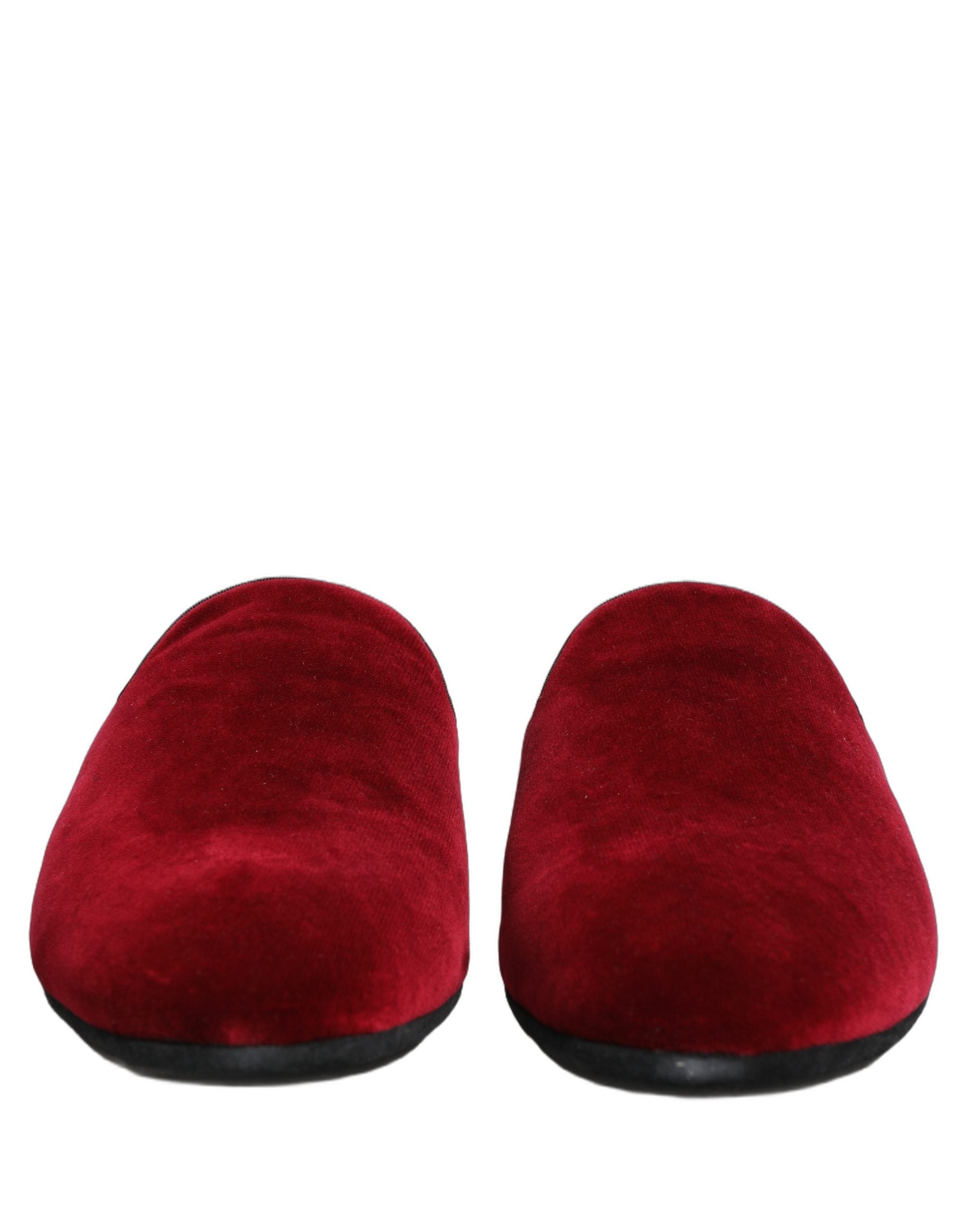 Dolce & Gabbana Red Suede Slides Flat Slipper Men Men's Shoes