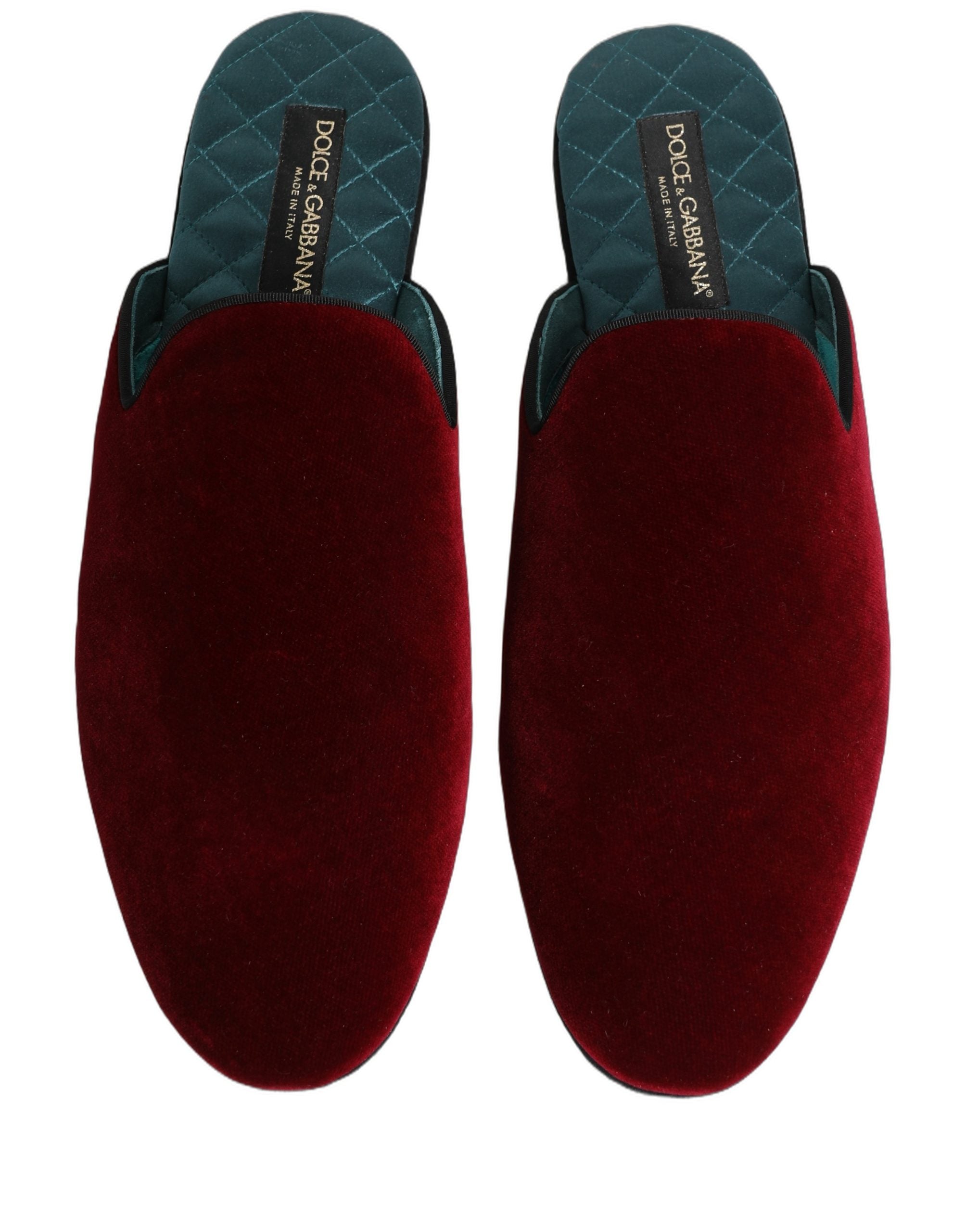 Dolce & Gabbana Red Suede Slides Flat Slipper Men Men's Shoes