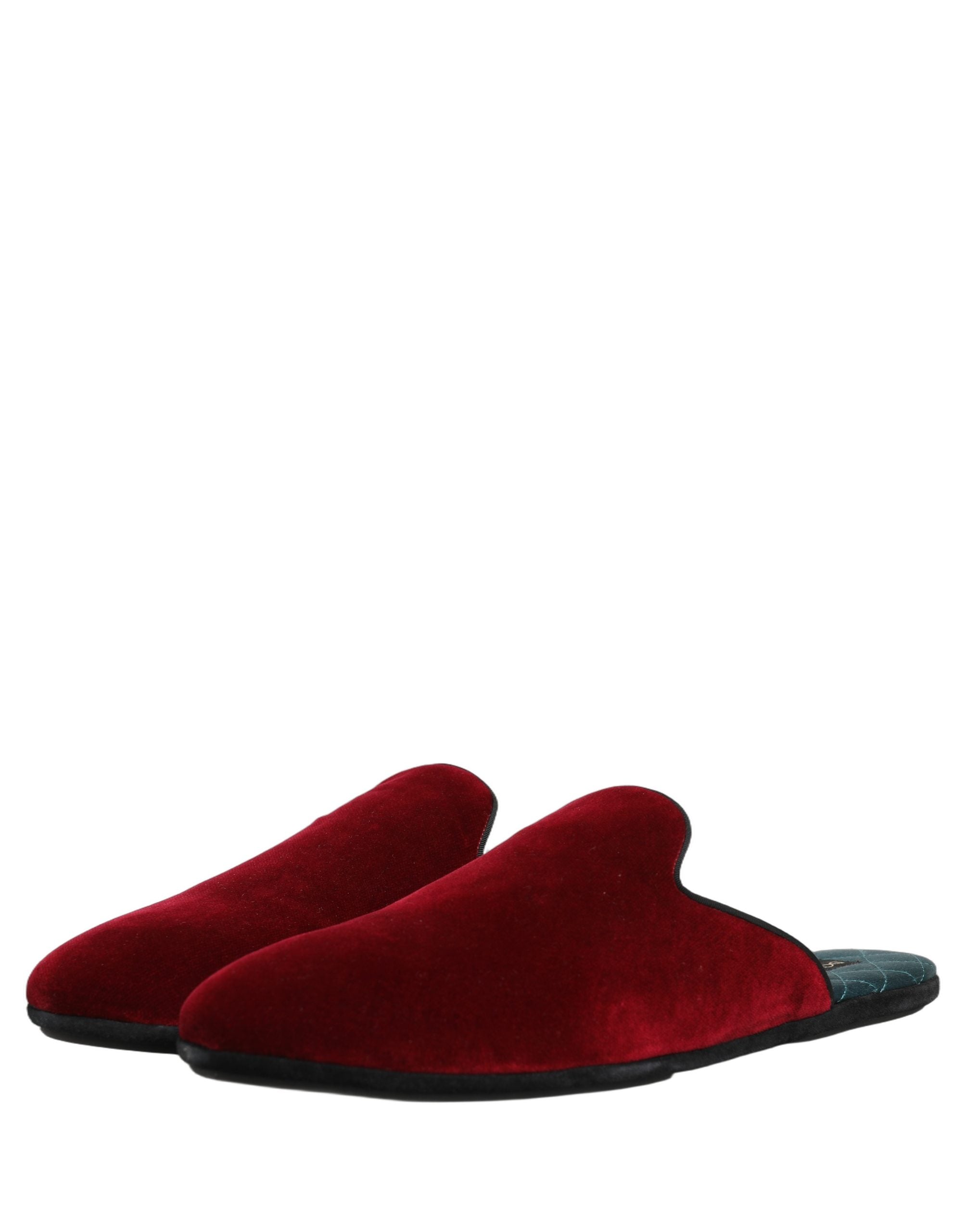 Dolce & Gabbana Red Suede Slides Flat Slipper Men Men's Shoes