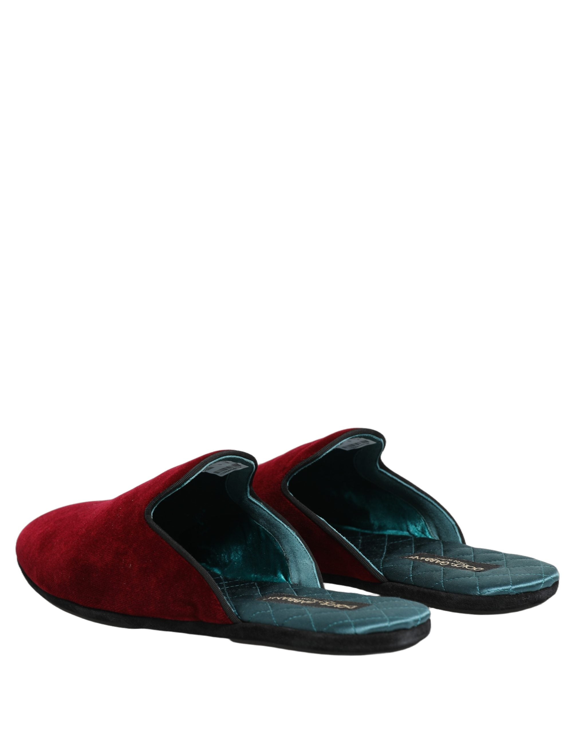 Dolce & Gabbana Red Suede Slides Flat Slipper Men Men's Shoes