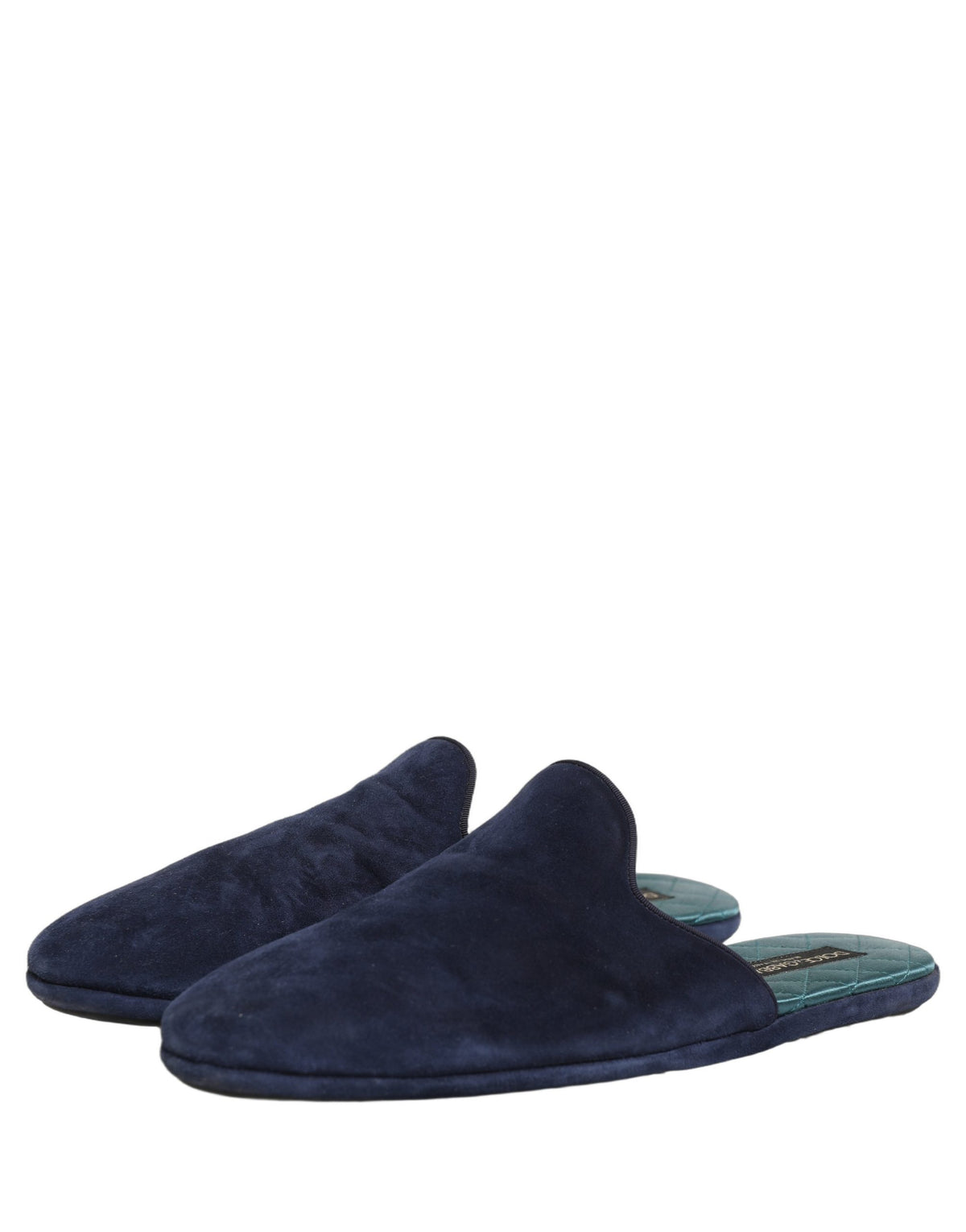 Dolce & Gabbana Blue Suede Slides Flat Slipper Men Men's Shoes