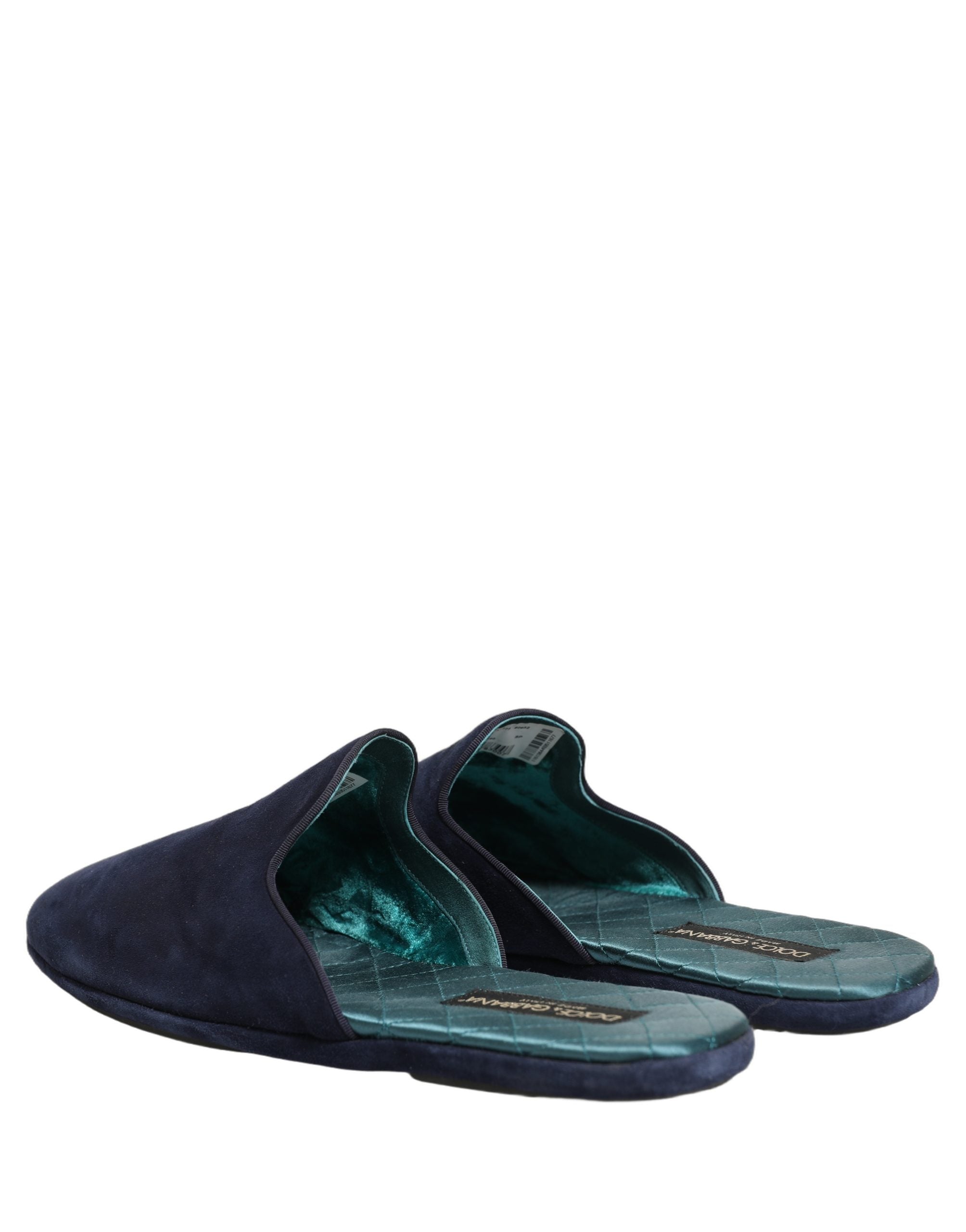Dolce & Gabbana Blue Suede Slides Flat Slipper Men Men's Shoes