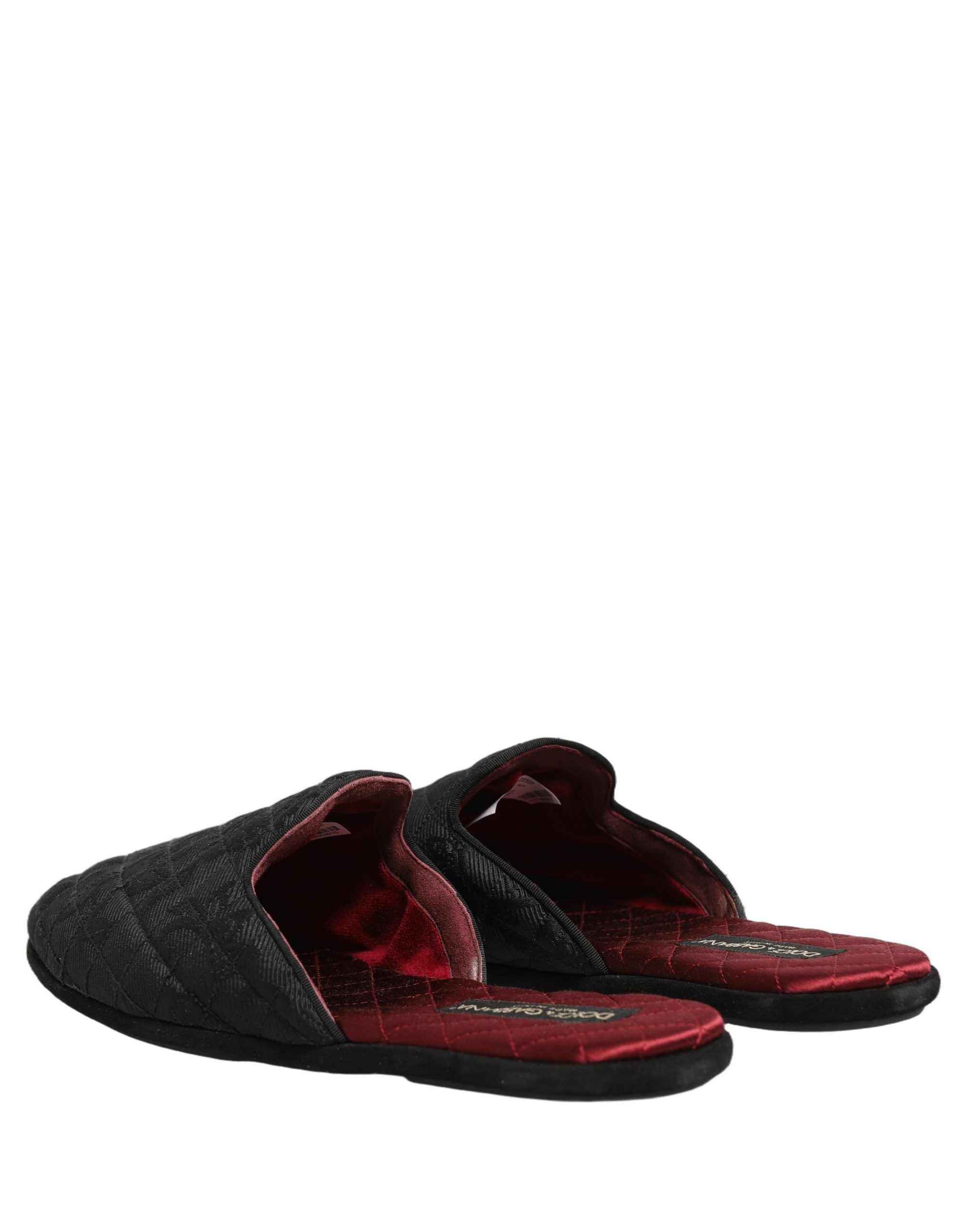 Dolce & Gabbana Black Floral Brocade Slides Slippers Men's Shoes