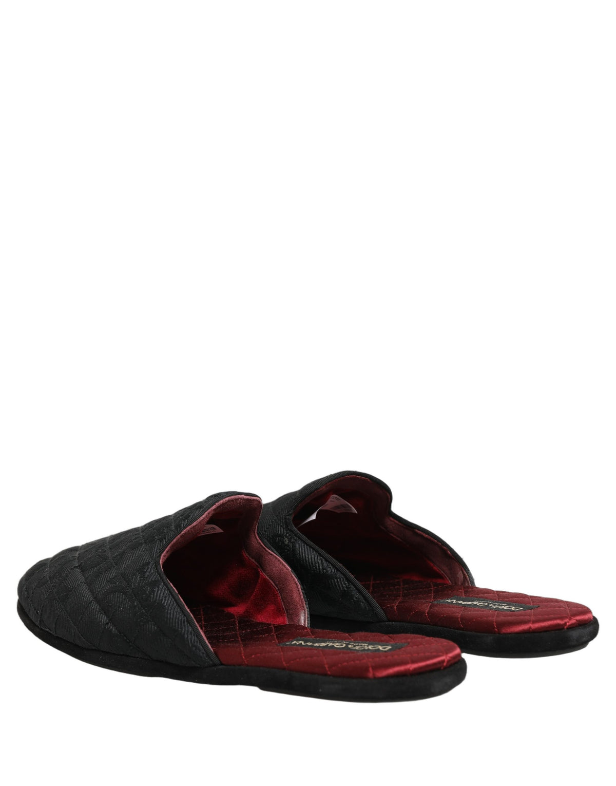 Dolce & Gabbana Black Floral Brocade Slides Slippers Men's Shoes