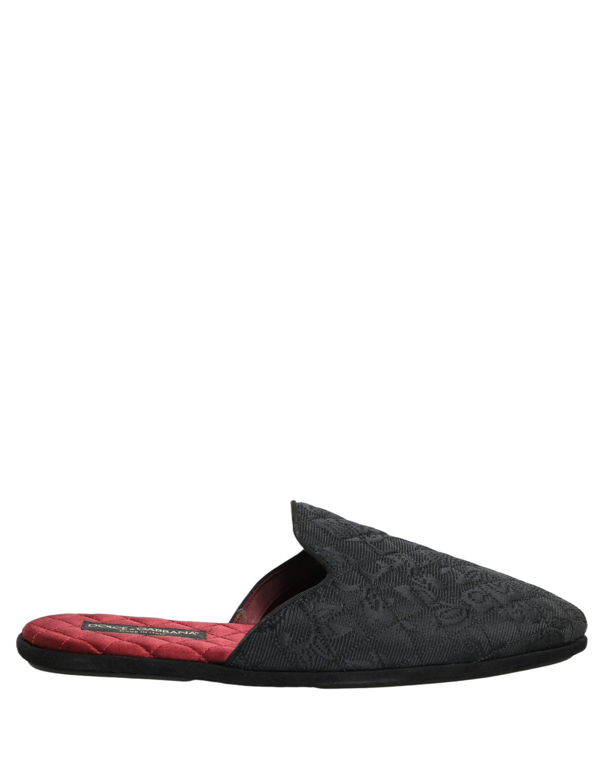 Dolce & Gabbana Black Floral Brocade Slides Slippers Men's Shoes