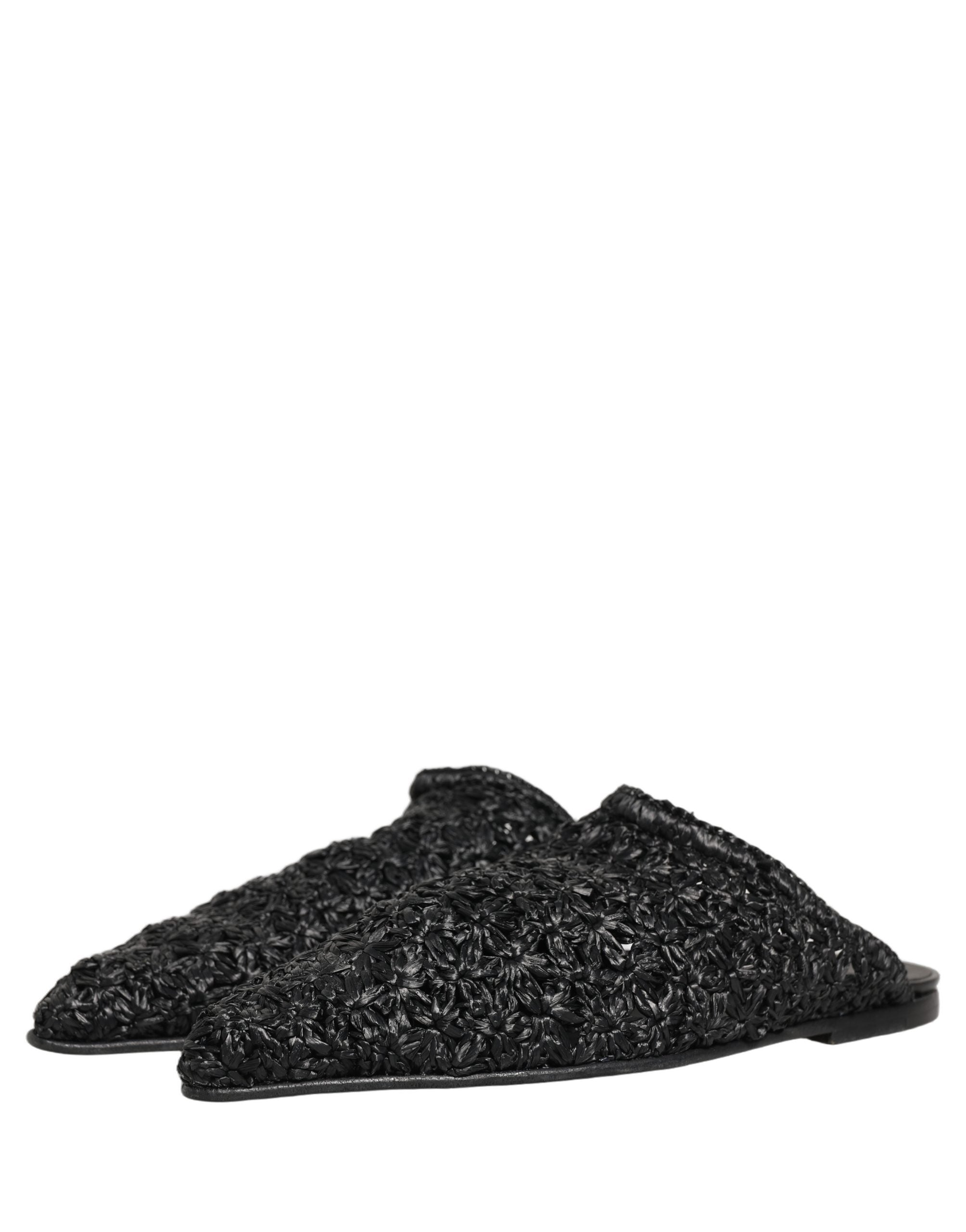 Dolce & Gabbana Black Mules Slides Slippers Men Flats Men's Shoes