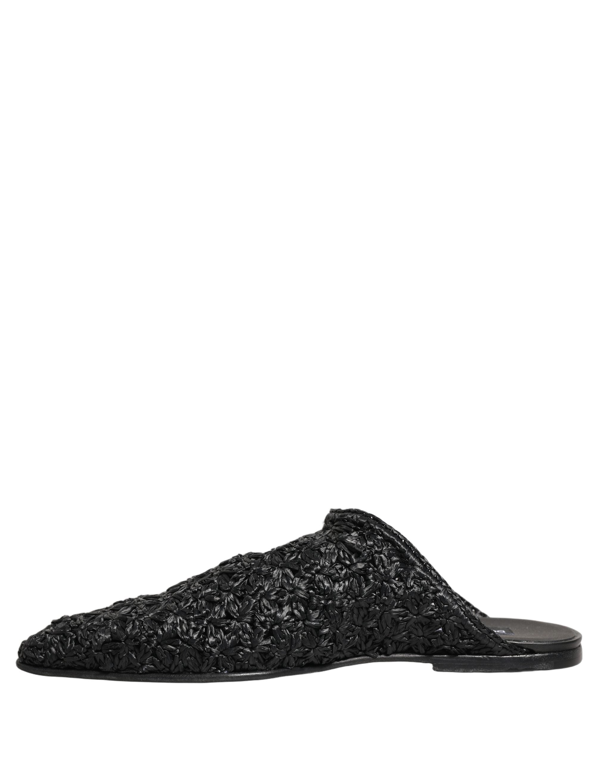 Dolce & Gabbana Black Mules Slides Slippers Men Flats Men's Shoes
