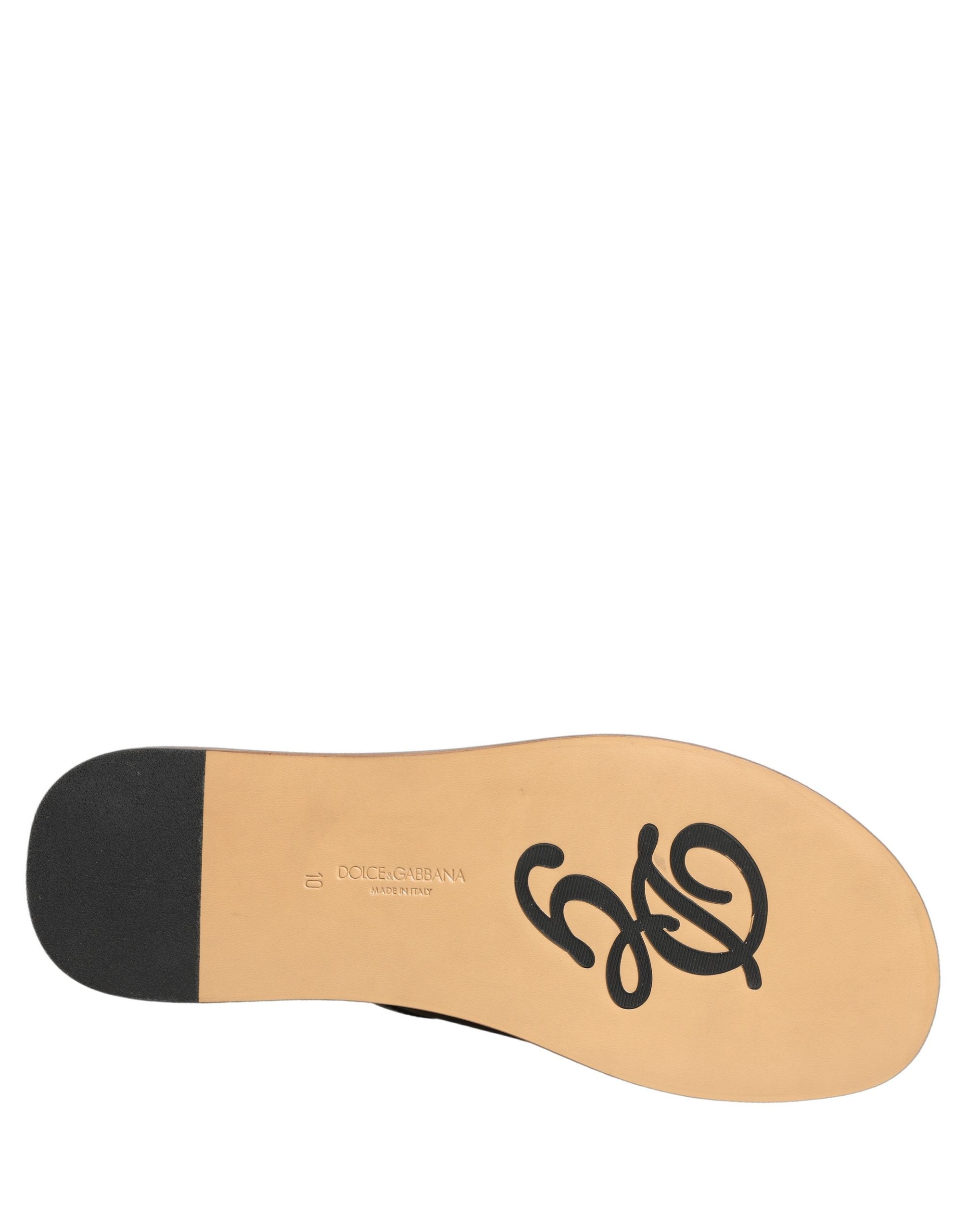Dolce & Gabbana Brown Leather Slides Sandals Flats Men Men's Shoes