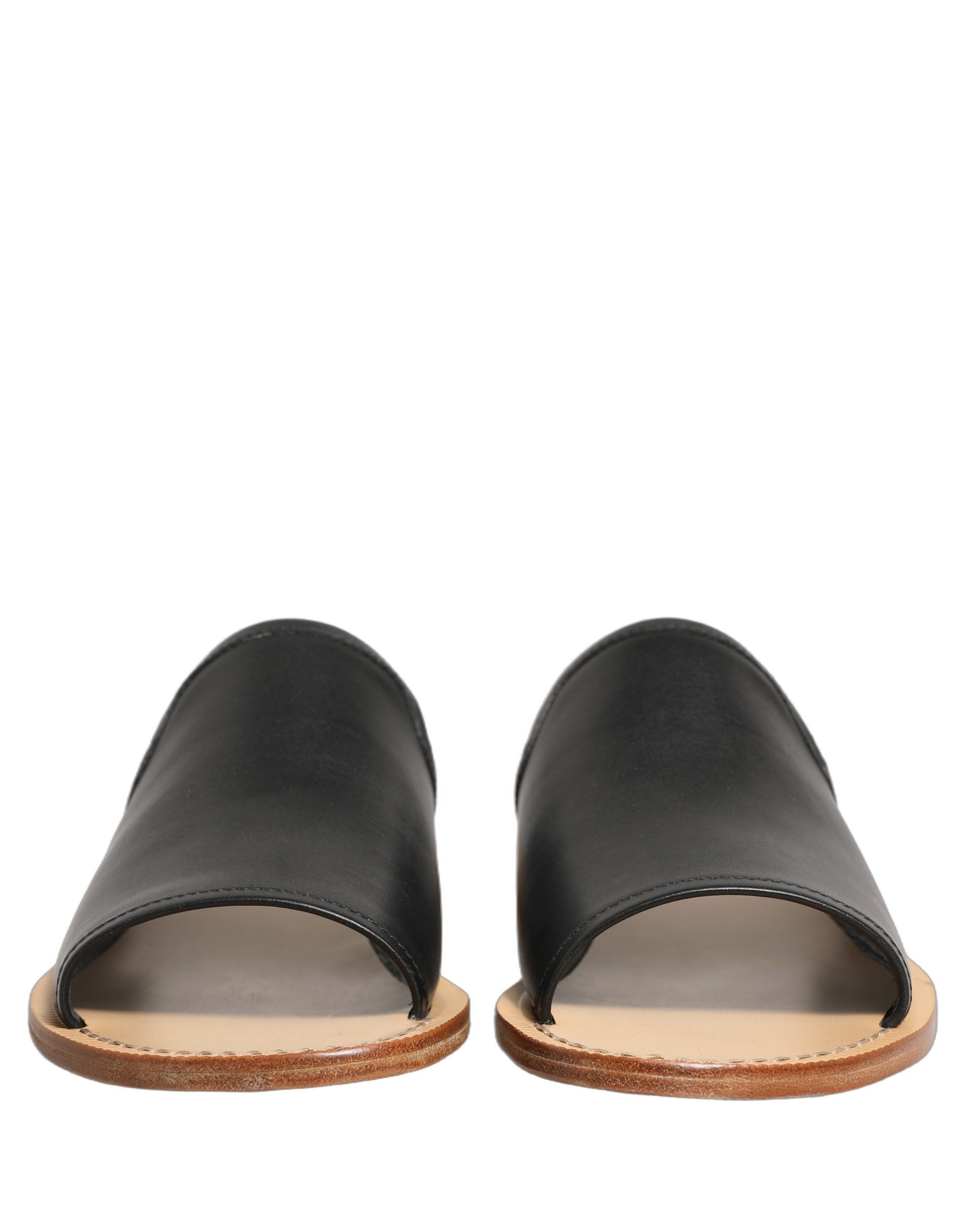 Dolce & Gabbana Brown Leather Slides Sandals Flats Men Men's Shoes