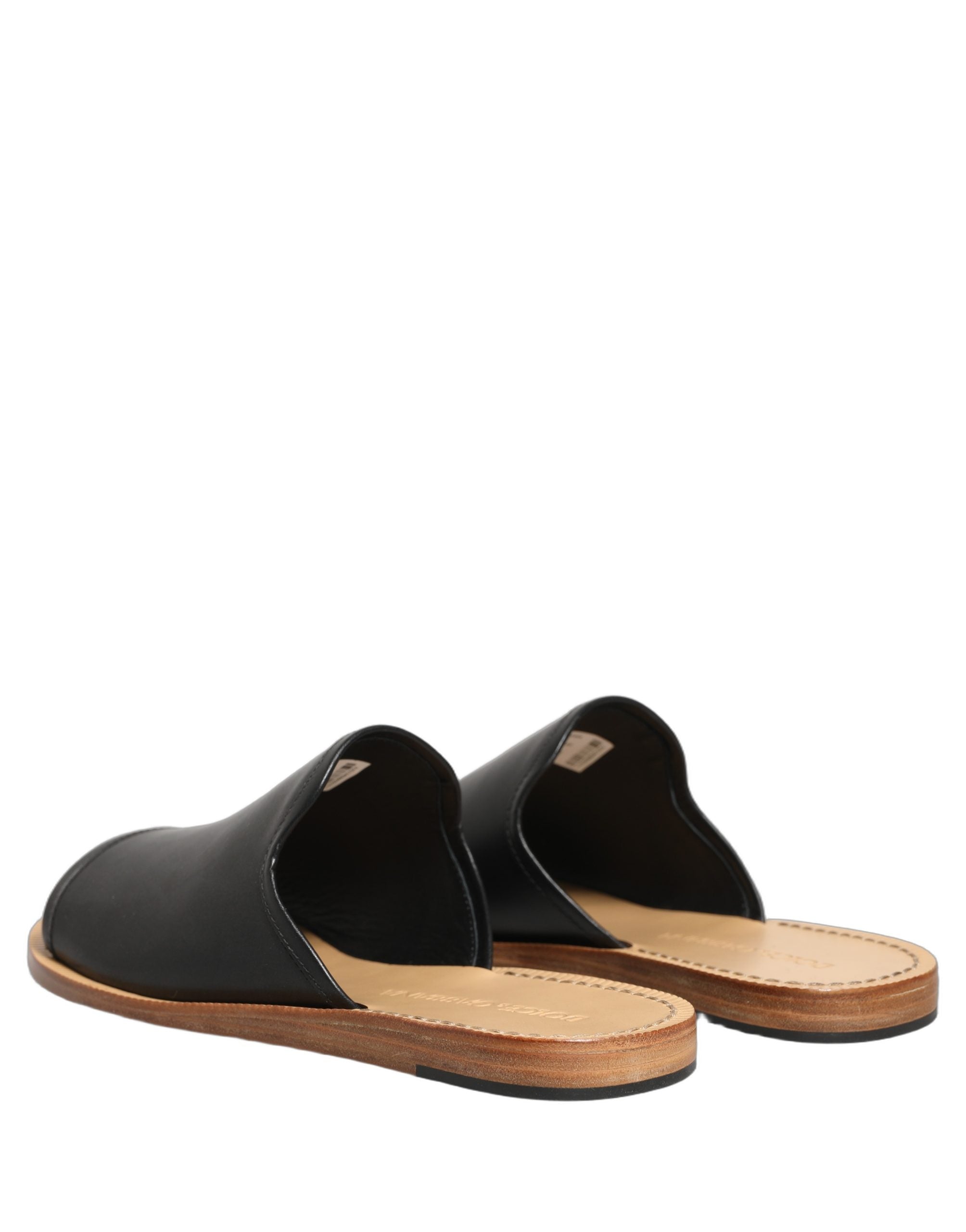 Dolce & Gabbana Brown Leather Slides Sandals Flats Men Men's Shoes