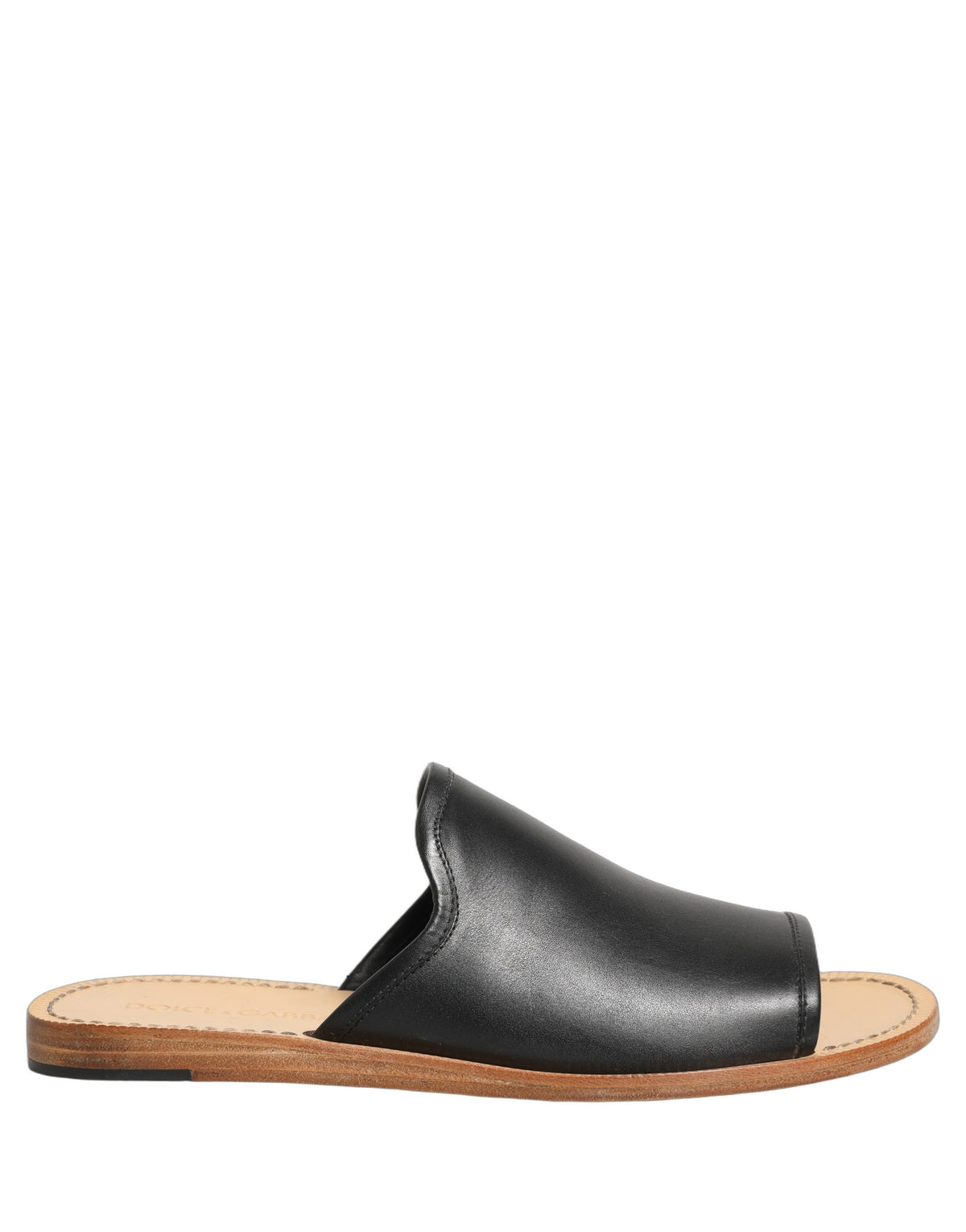 Dolce & Gabbana Brown Leather Slides Sandals Flats Men Men's Shoes