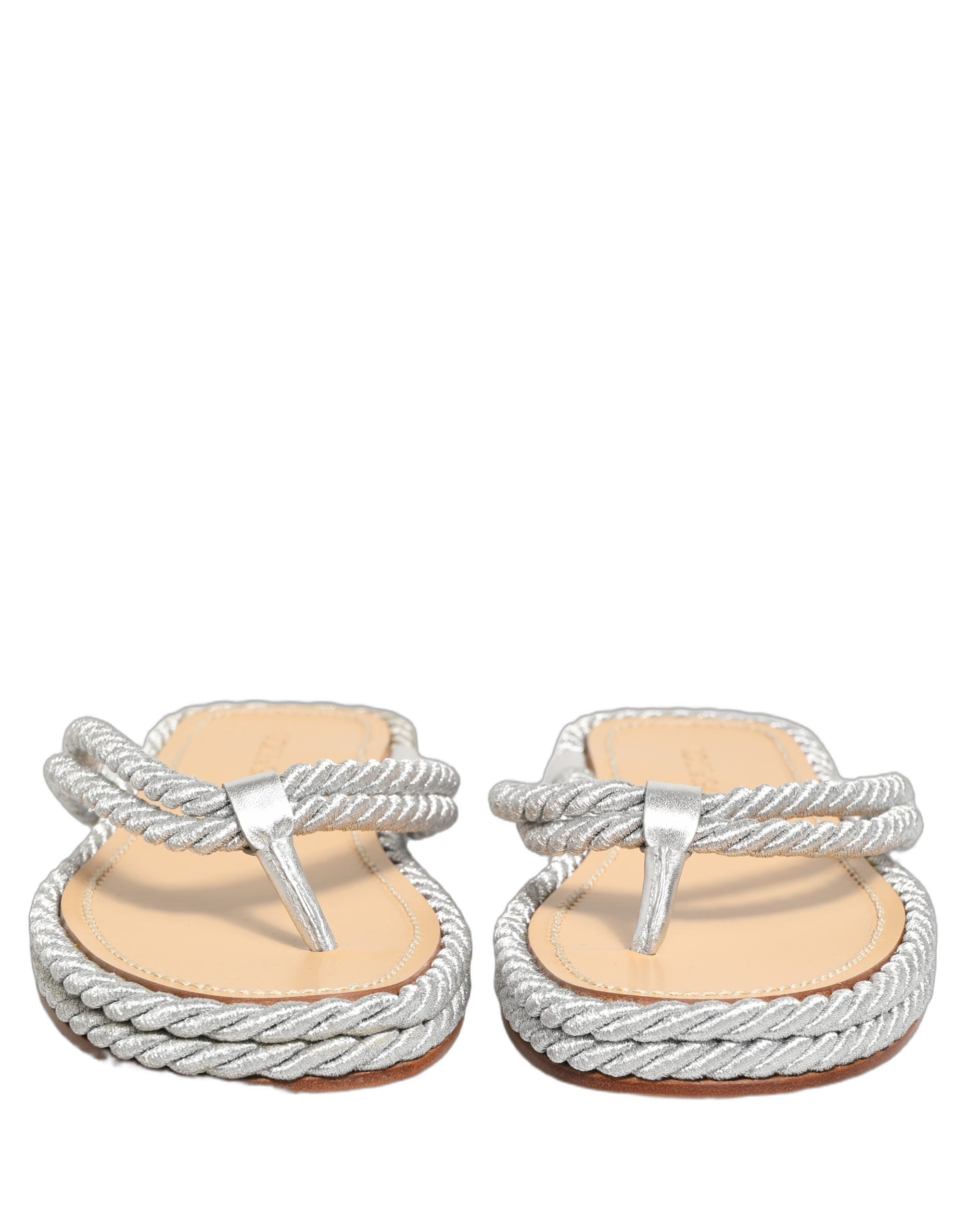 Dolce & Gabbana Silver Rope Slides Sandals Flip Flops Men's Shoes
