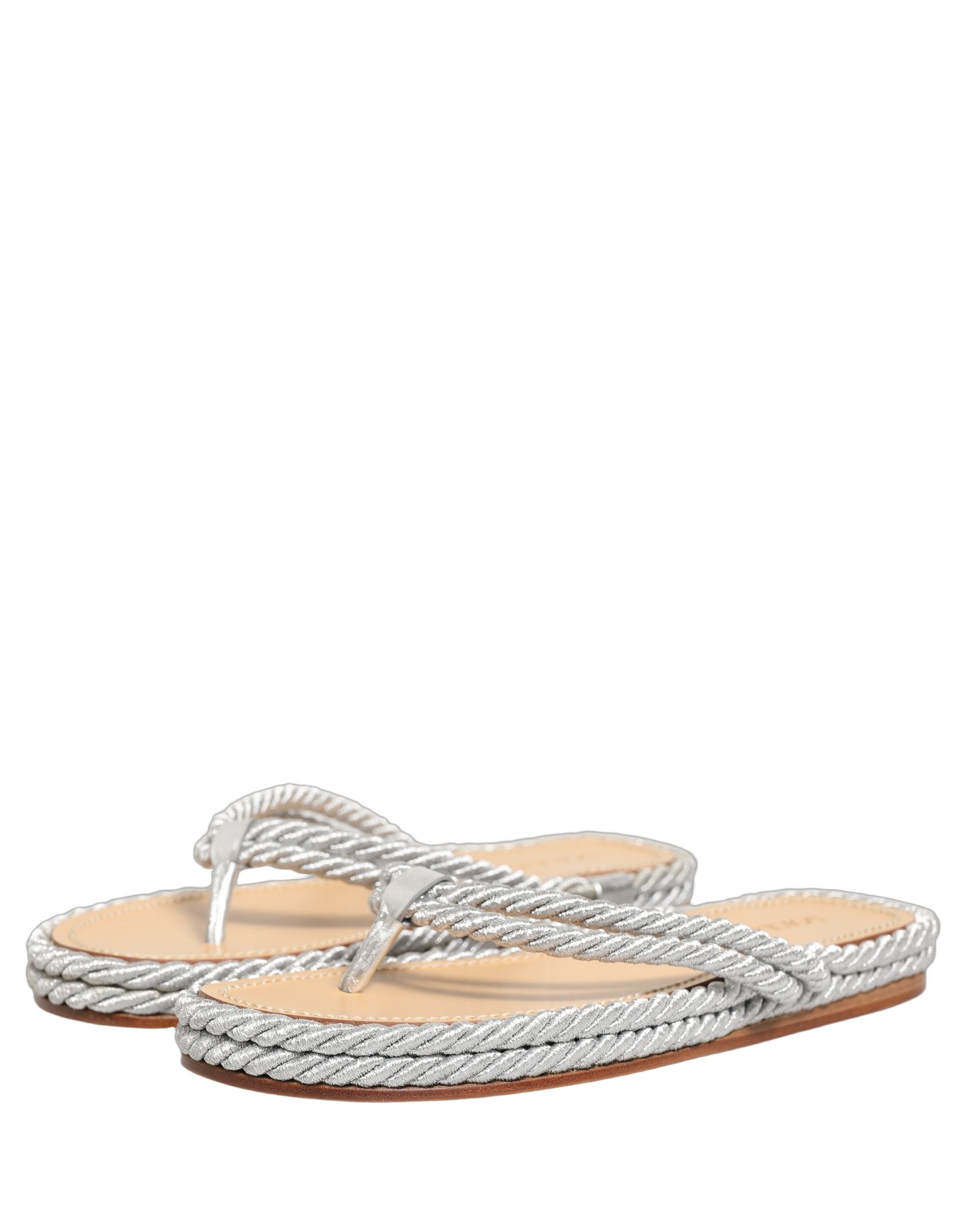 Dolce & Gabbana Silver Rope Slides Sandals Flip Flops Men's Shoes