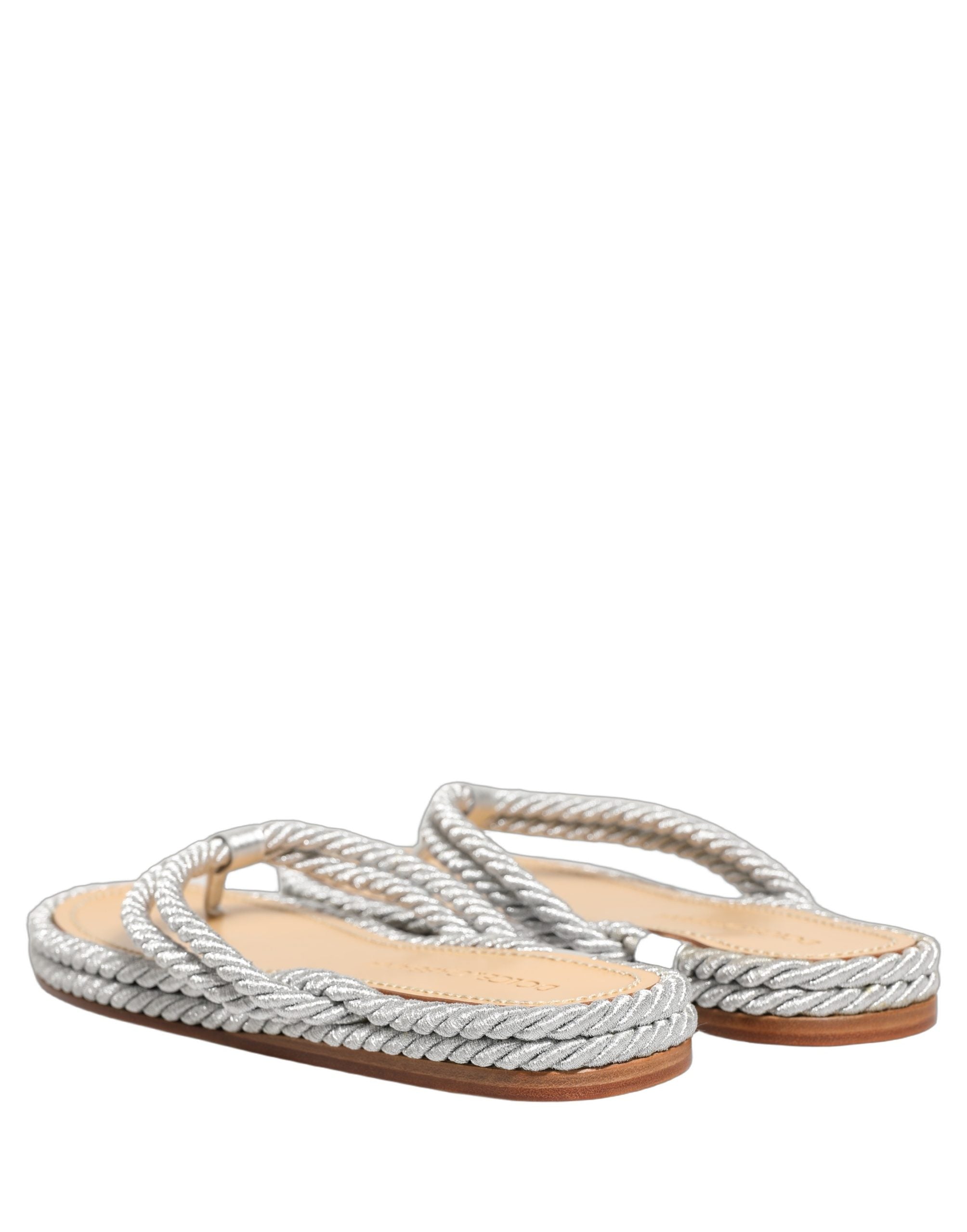 Dolce & Gabbana Silver Rope Slides Sandals Flip Flops Men's Shoes