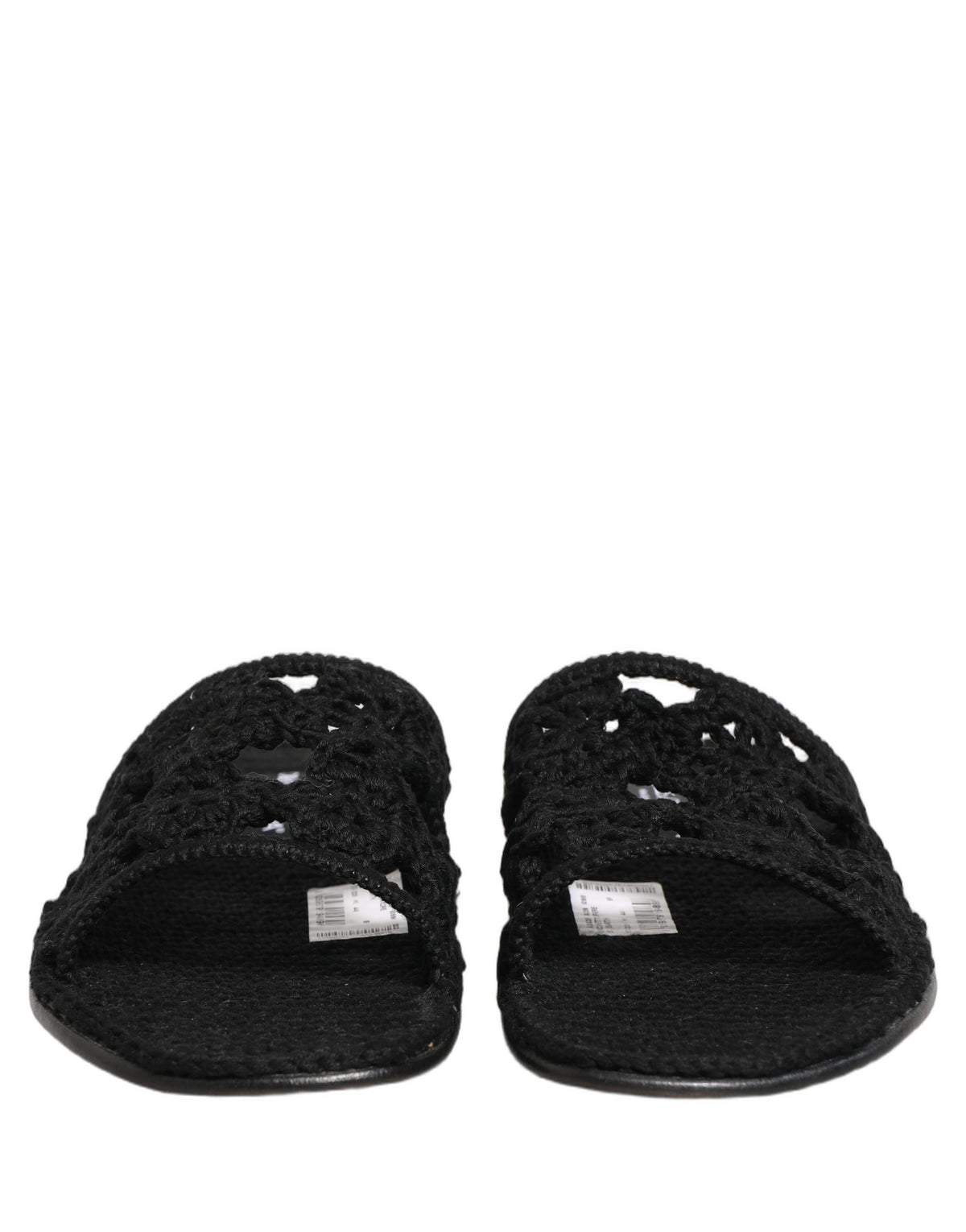 Dolce & Gabbana Black Fabric Woven Slides Sandals Flats Men's Shoes