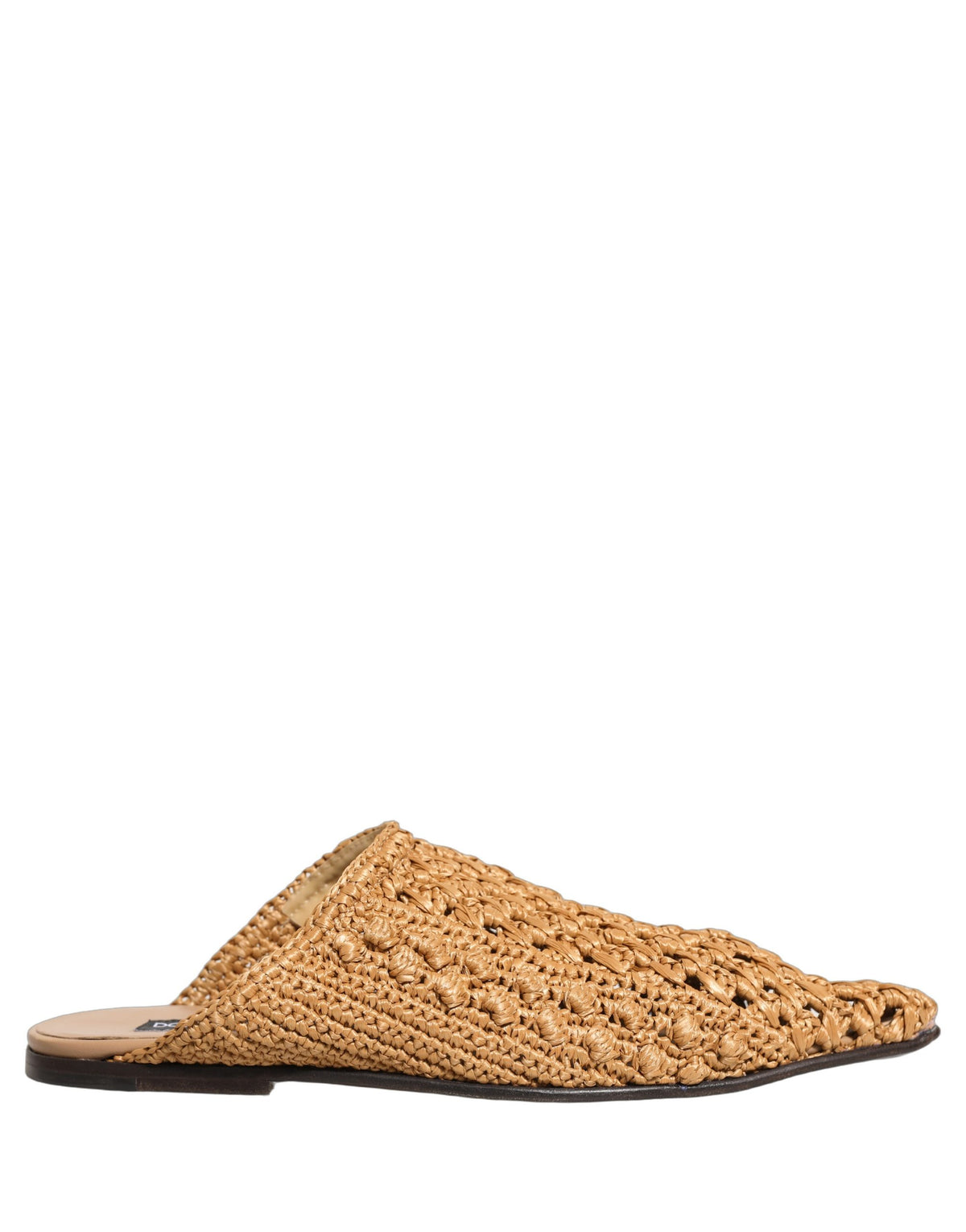 Dolce & Gabbana Beige Woven Straw Slides Sandals Flats Men's Shoes