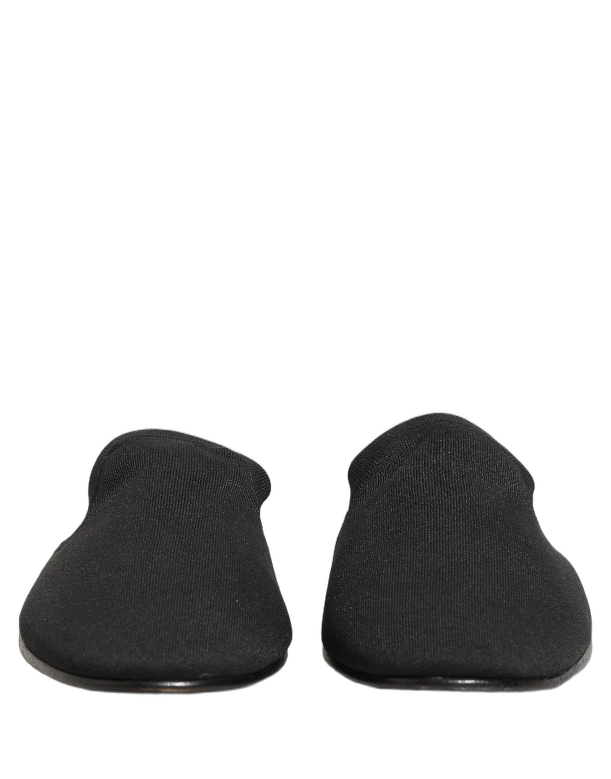 Dolce & Gabbana Black Suede Slides Flat Slipper Men Men's Shoes (Pre-Owned)