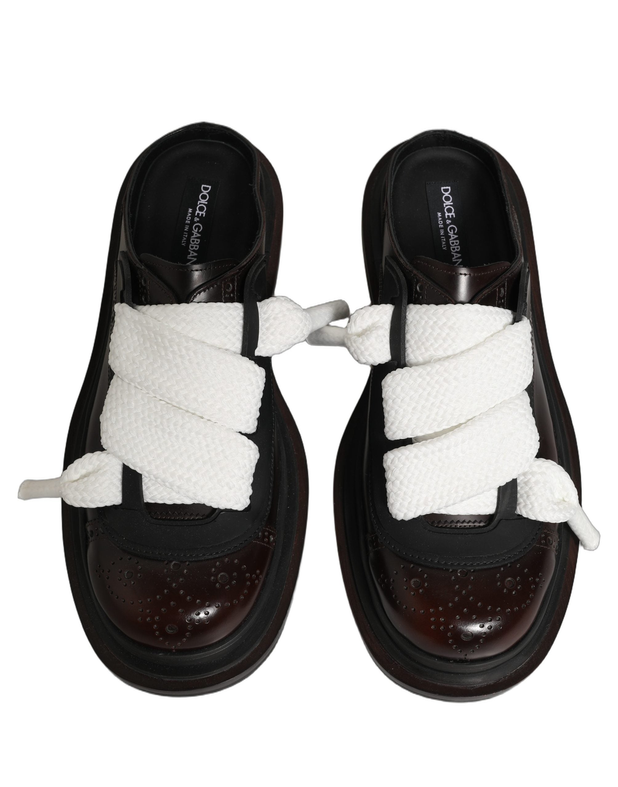 Dolce & Gabbana Brown Leather Slip On Flat Sandals Men Men's Shoes