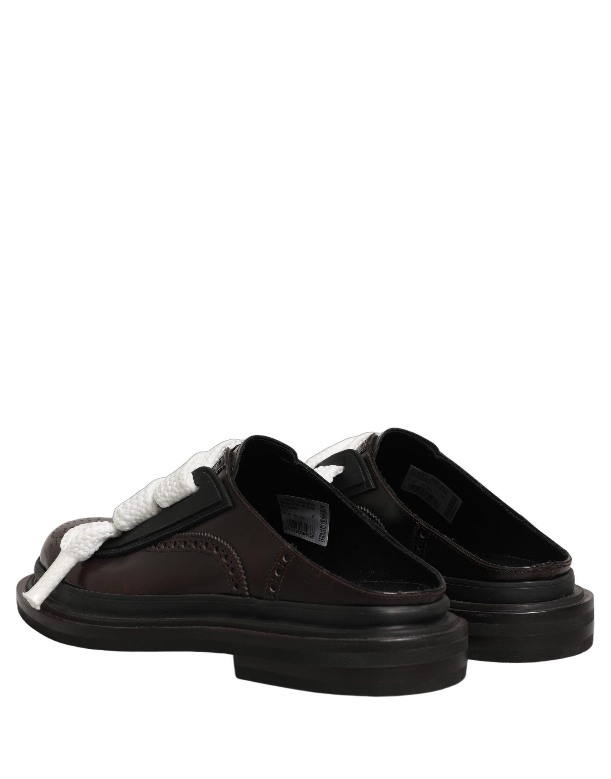 Dolce & Gabbana Brown Leather Slip On Flat Sandals Men Men's Shoes