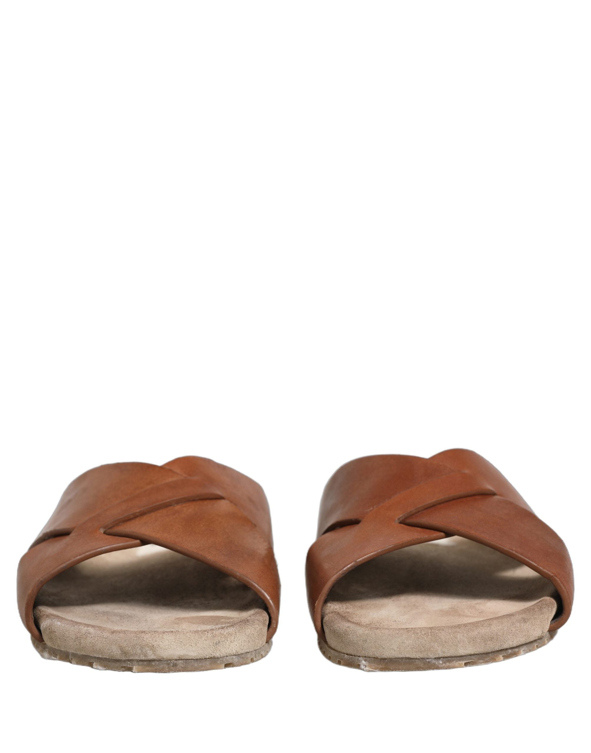 Dolce & Gabbana Brown Calf Leather Slides Sandals Men's Shoes (Pre-Owned)