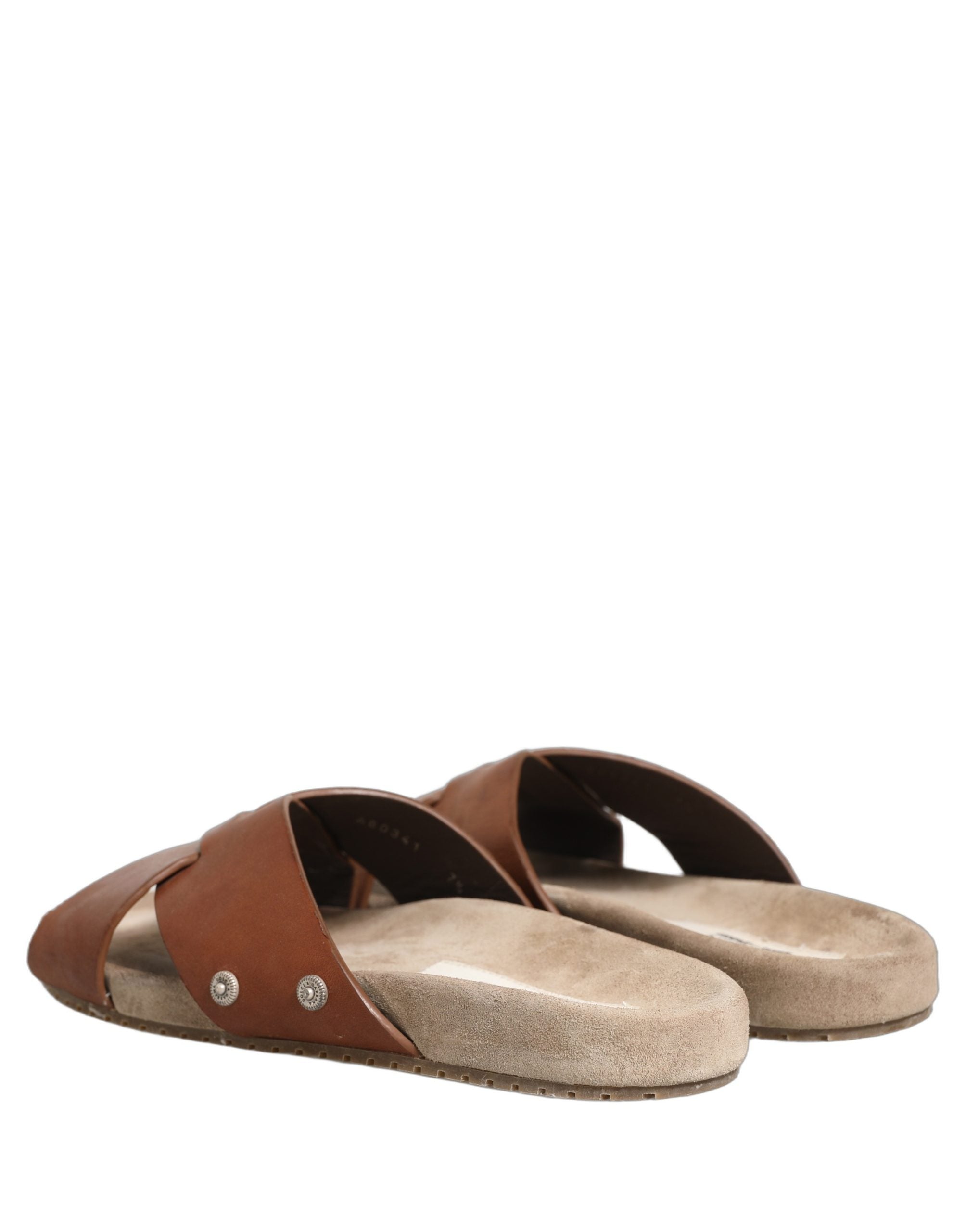 Dolce & Gabbana Brown Calf Leather Slides Sandals Men's Shoes (Pre-Owned)