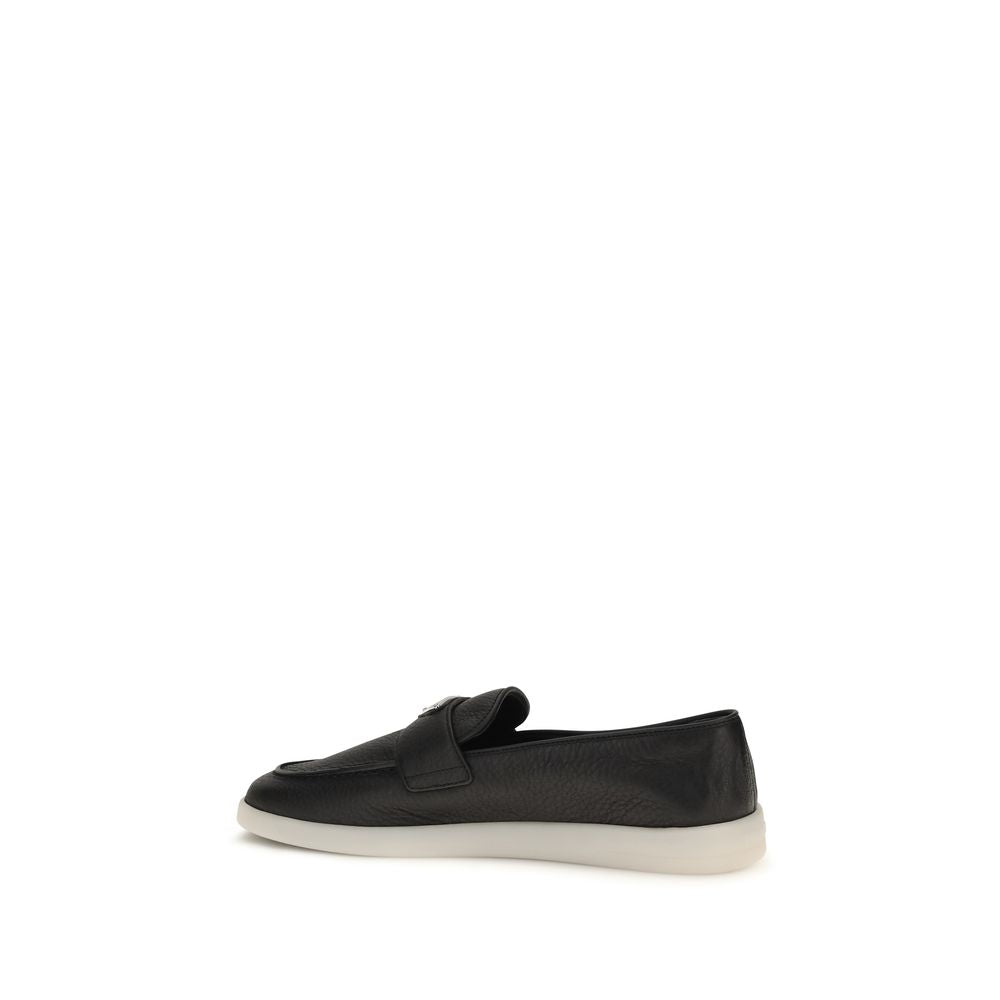 Prada Black Calf Leather Bos Taurus Slip-On Men's Loafers