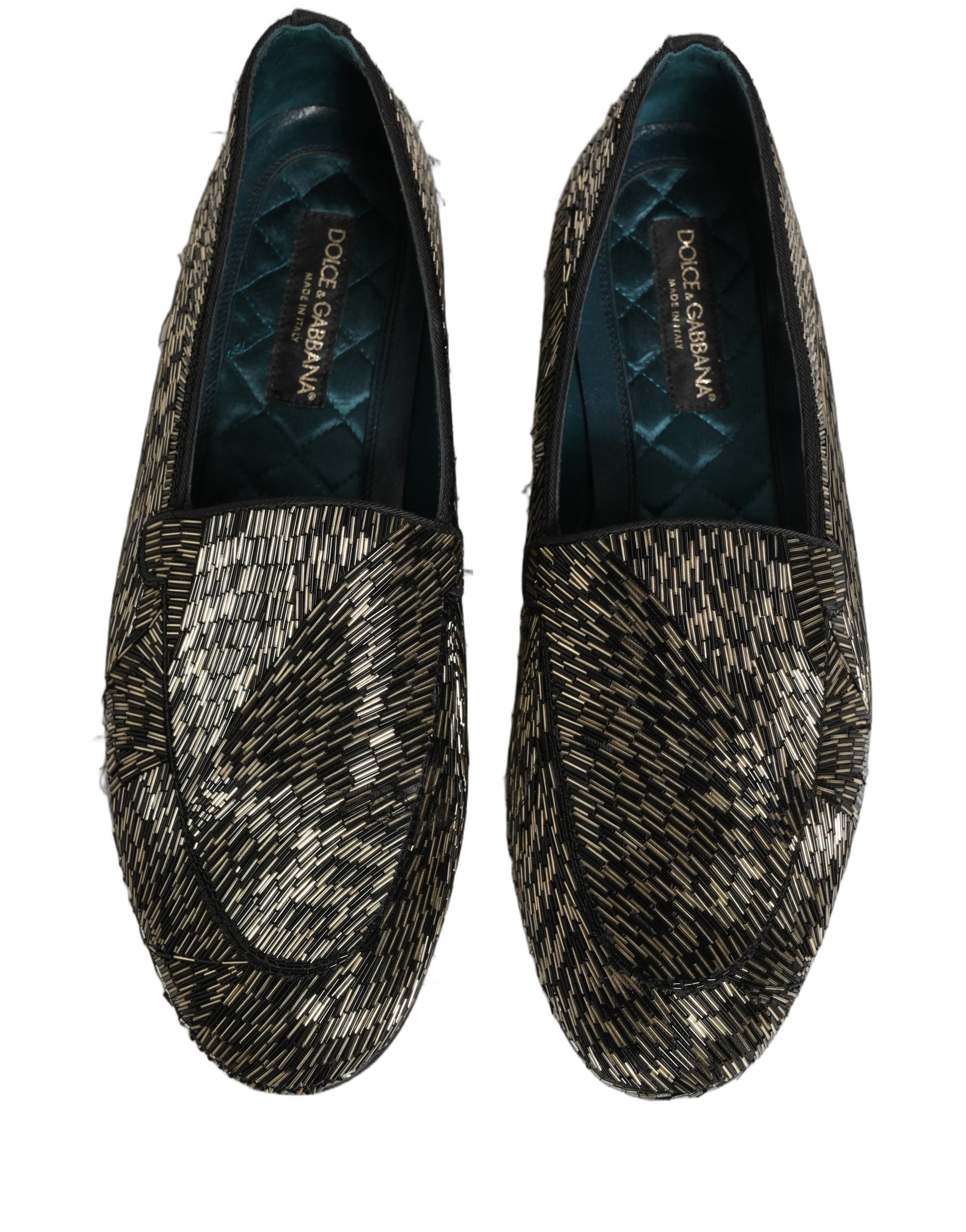 Dolce & Gabbana Black Silver Embellished Dress Loafers Men's Shoes (Pre-Owned)