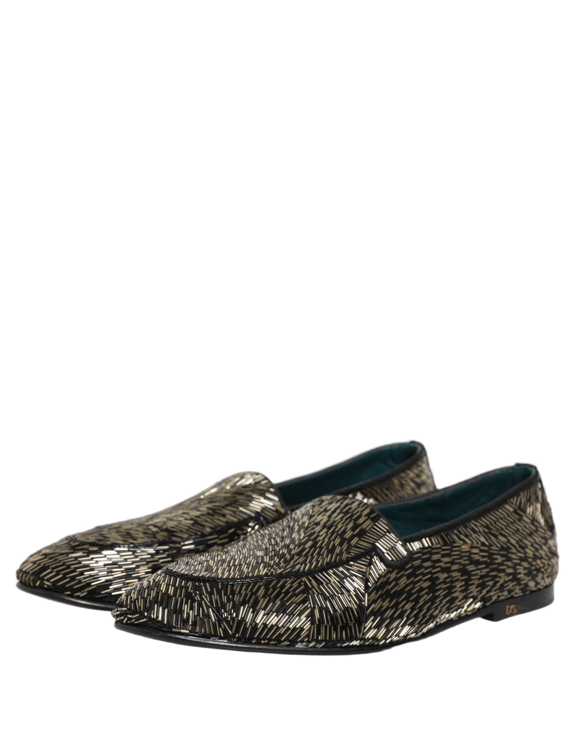 Dolce & Gabbana Black Silver Embellished Dress Loafers Men's Shoes (Pre-Owned)