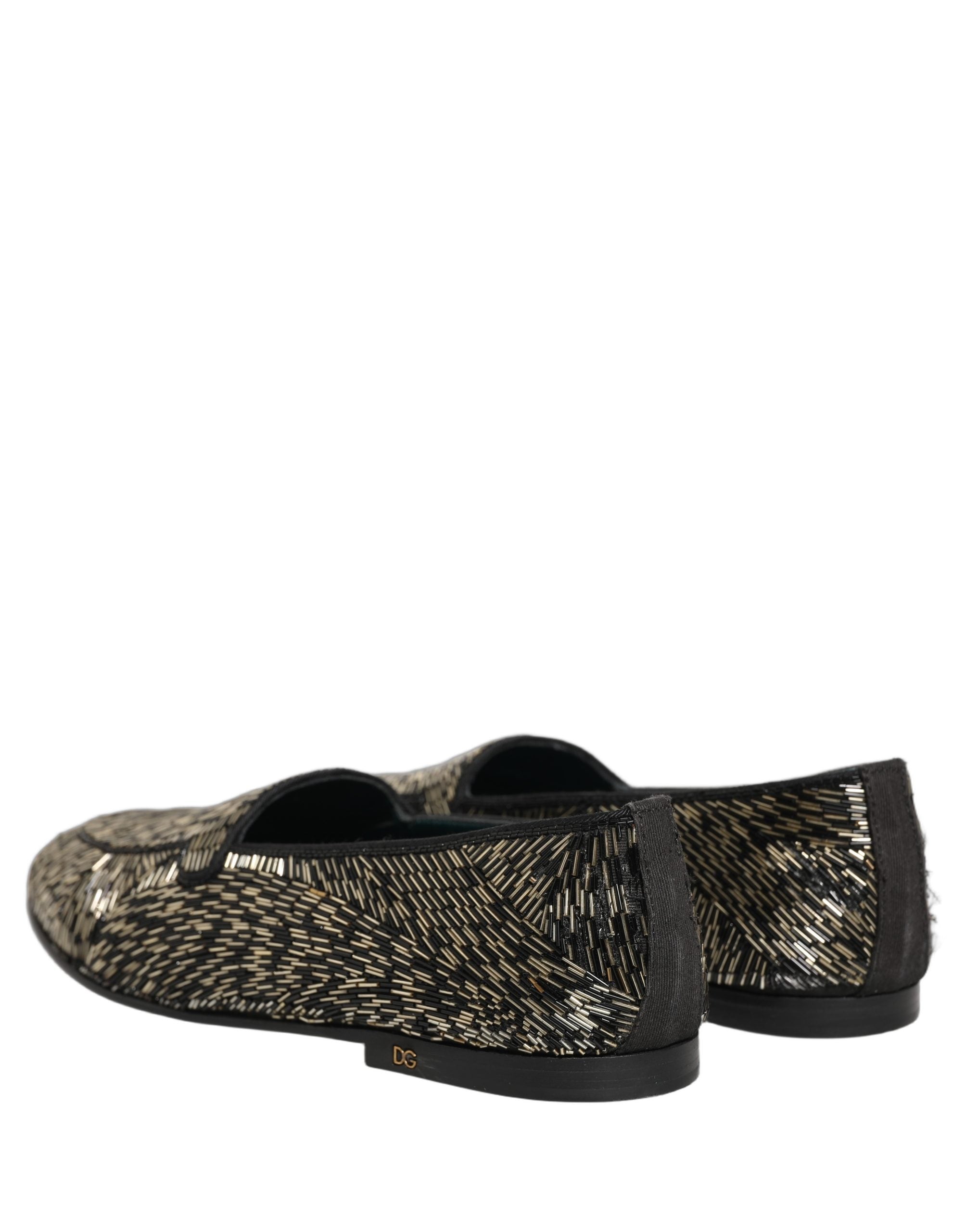 Dolce & Gabbana Black Silver Embellished Dress Loafers Men's Shoes (Pre-Owned)